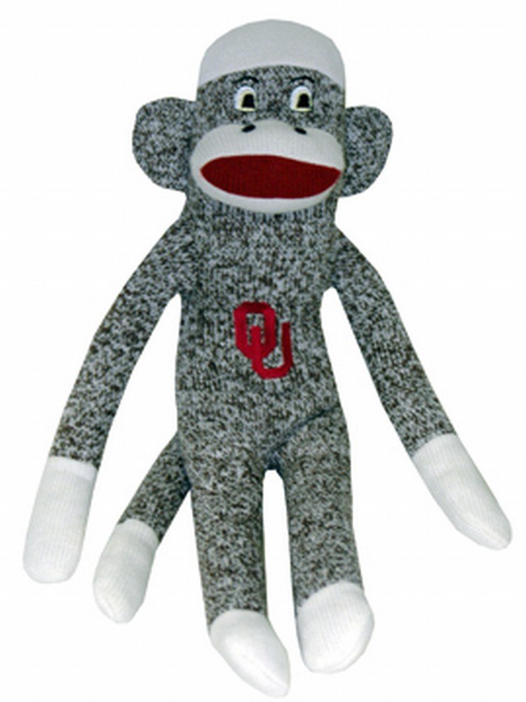 NCAA Oklahoma Sooners Plush Sock Monkey - Officially Licensed College Mascot Stuffed Animal for Fans, Gifts & Game Day Decor