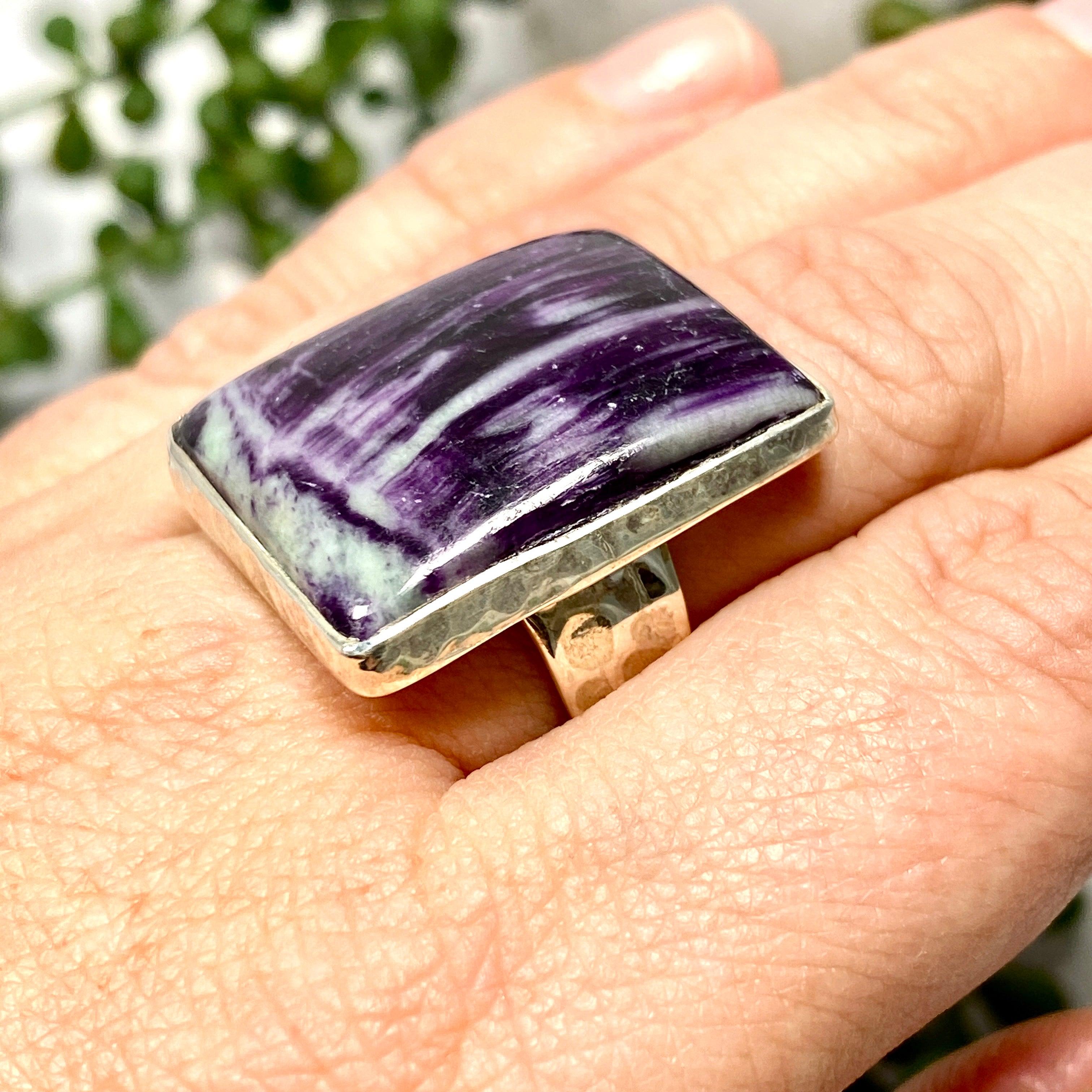 Kammererite Rectangle Cabochon Ring Size 8 KRGJ2391 - Elegant Gemstone Jewelry for Women, Perfect for Weddings & Special Occasions