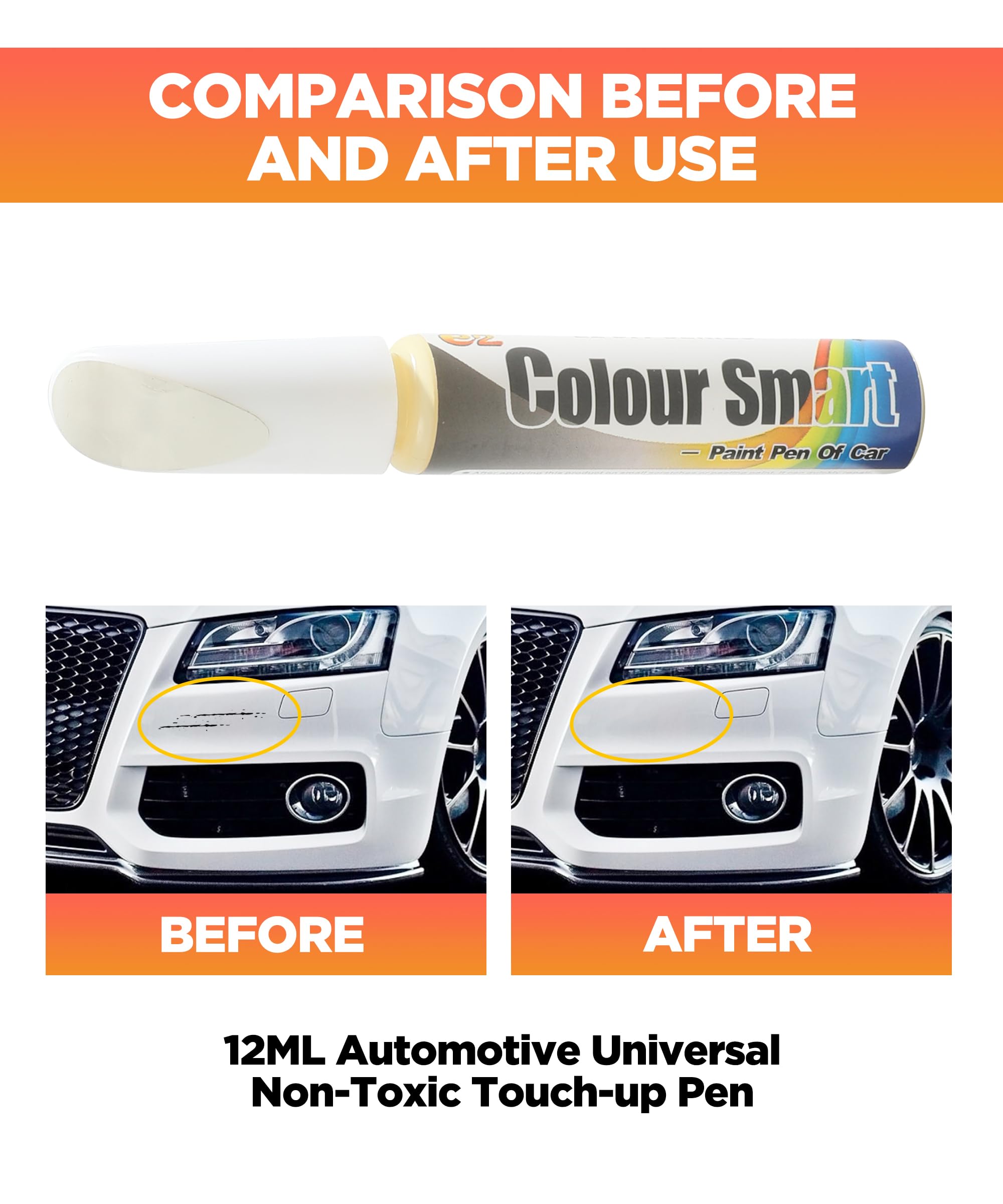 Car Scratch Remover Pen - Professional Touch Up Paint for Cars | Auto Paint Scratch Repair Kit | Car Accessories & Detailing Supplies | Perfect for Minor Scratches, Chips & Paint Damage (White) | Ideal for DIY Car Maintenance & Quick On-the-Go Repairs