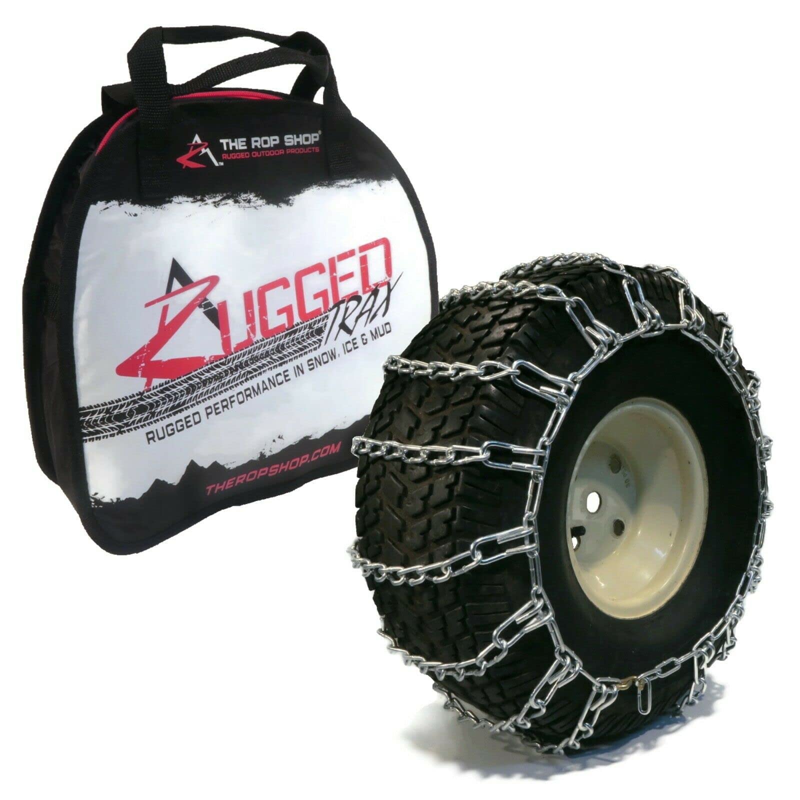 2-Pack Heavy Duty Tire Chains 22x9x12 & 23x6.5x12 for Lawn Mowers & Garden Tractors - Enhanced Traction for Snow, Mud & Rough Terrain