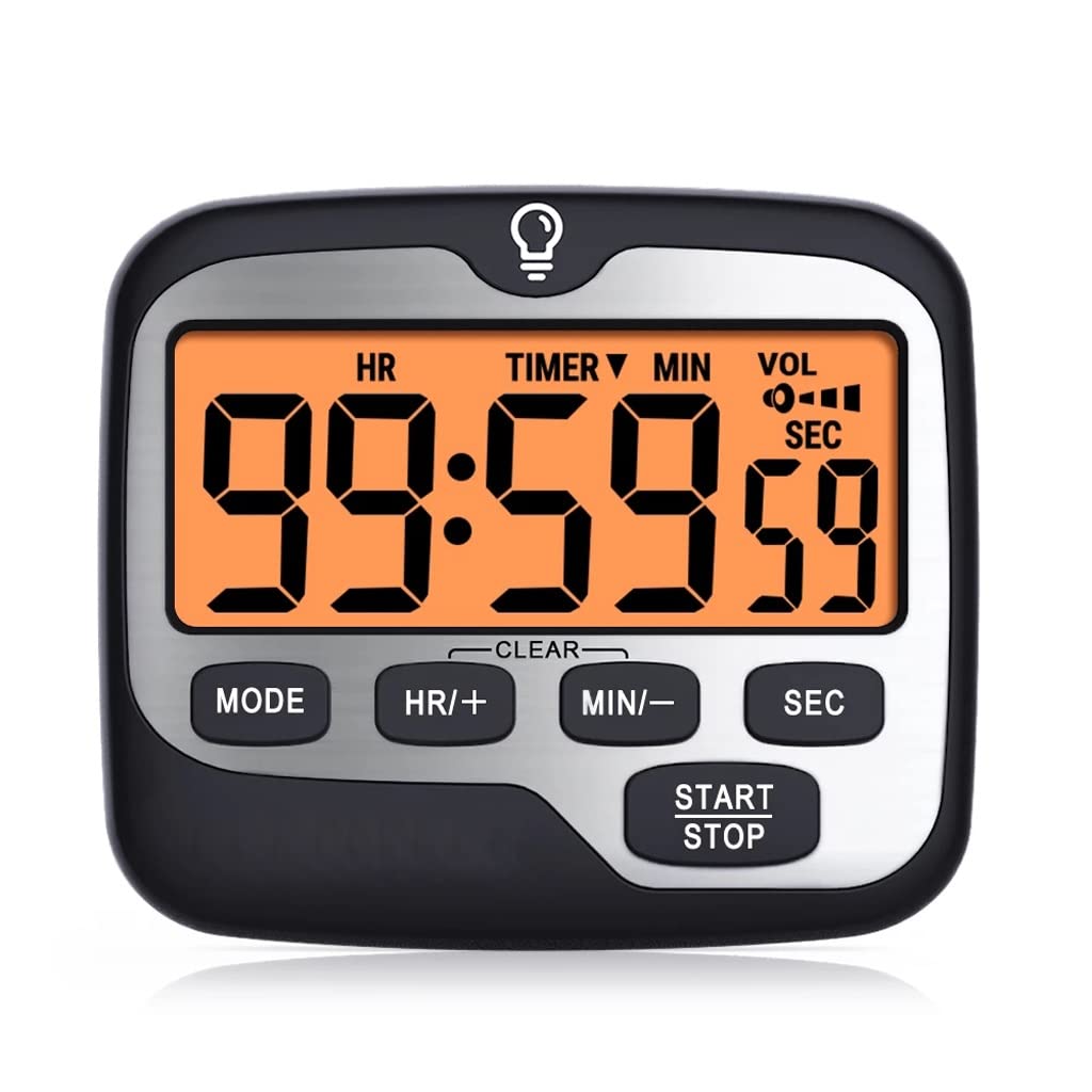 YFQHDD Digital Kitchen Timer with Large Backlit Display - Count Up/Down & Clock Function | Perfect for Baking, Cooking, Meal Prep & Classroom Activities