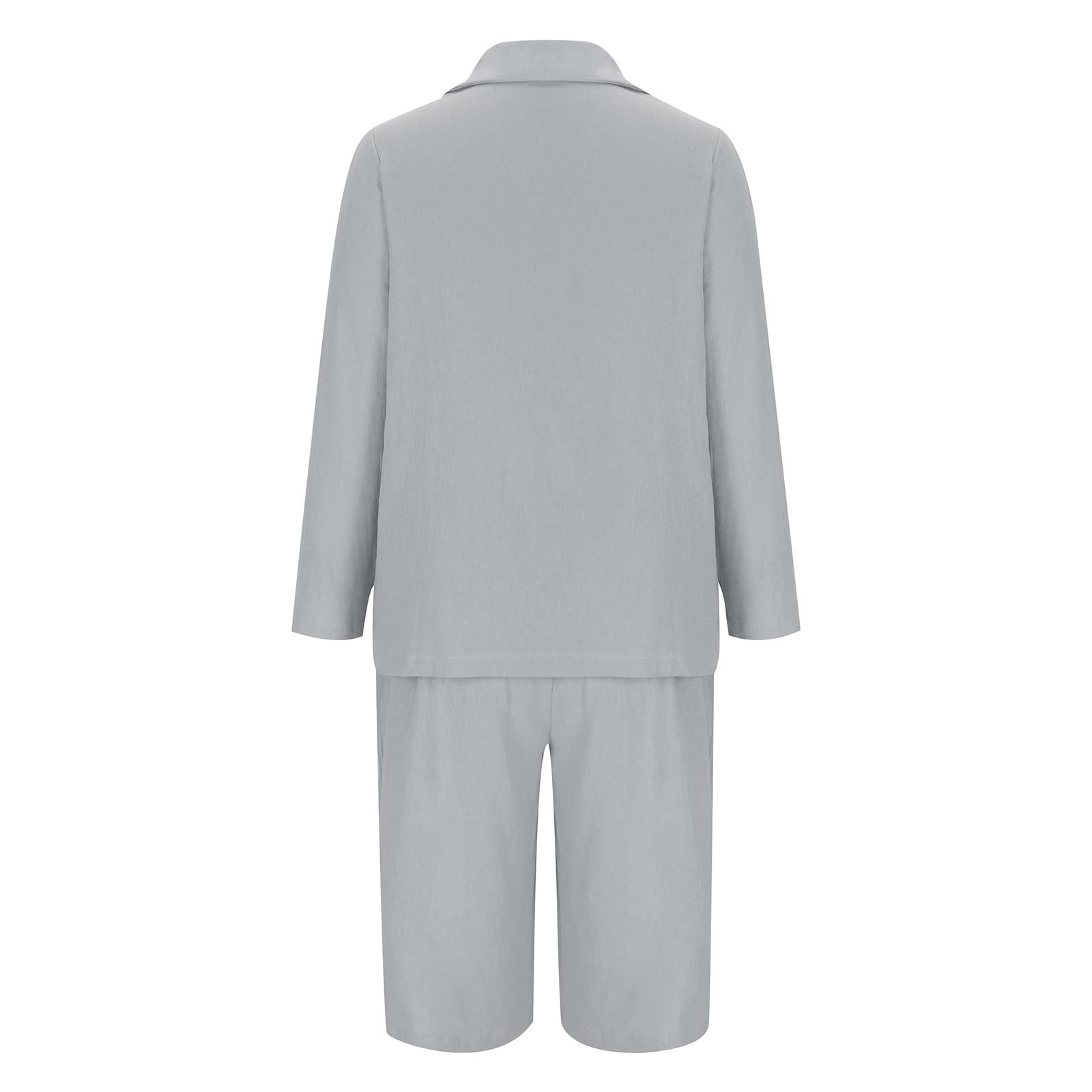 2-Piece Linen Pajama Set for Women - Soft Cotton Linen Button-Down Lounge Outfit - Plus Size Sleepwear & Loungewear - Perfect for Relaxing at Home or Summer Nights