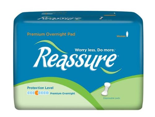 Reassure Premium Overnight Pads for Heavy Flow - Super Absorbent Sanitary Napkins, 20 Count Pack (Perfect for Nighttime Protection & Postpartum Care)