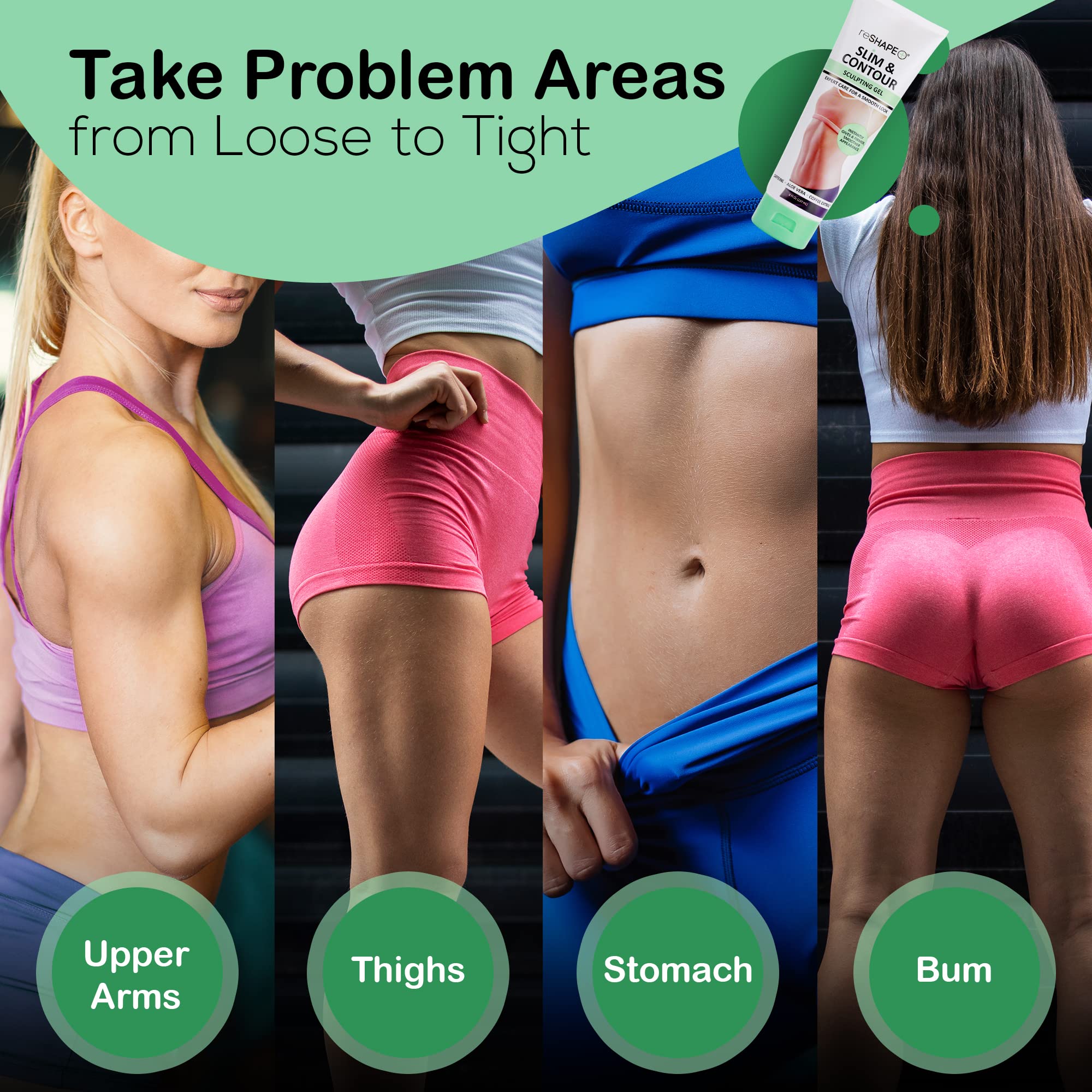 Reshape+ Tummy Tightening & Anti-Cellulite Slimming Cream - Firming Body Sculpting Gel for Belly, Legs, Arms & Butt | Hydrates Skin, Reduces Stretch Marks | Post-Pregnancy, Weight Loss & Daily Body Care