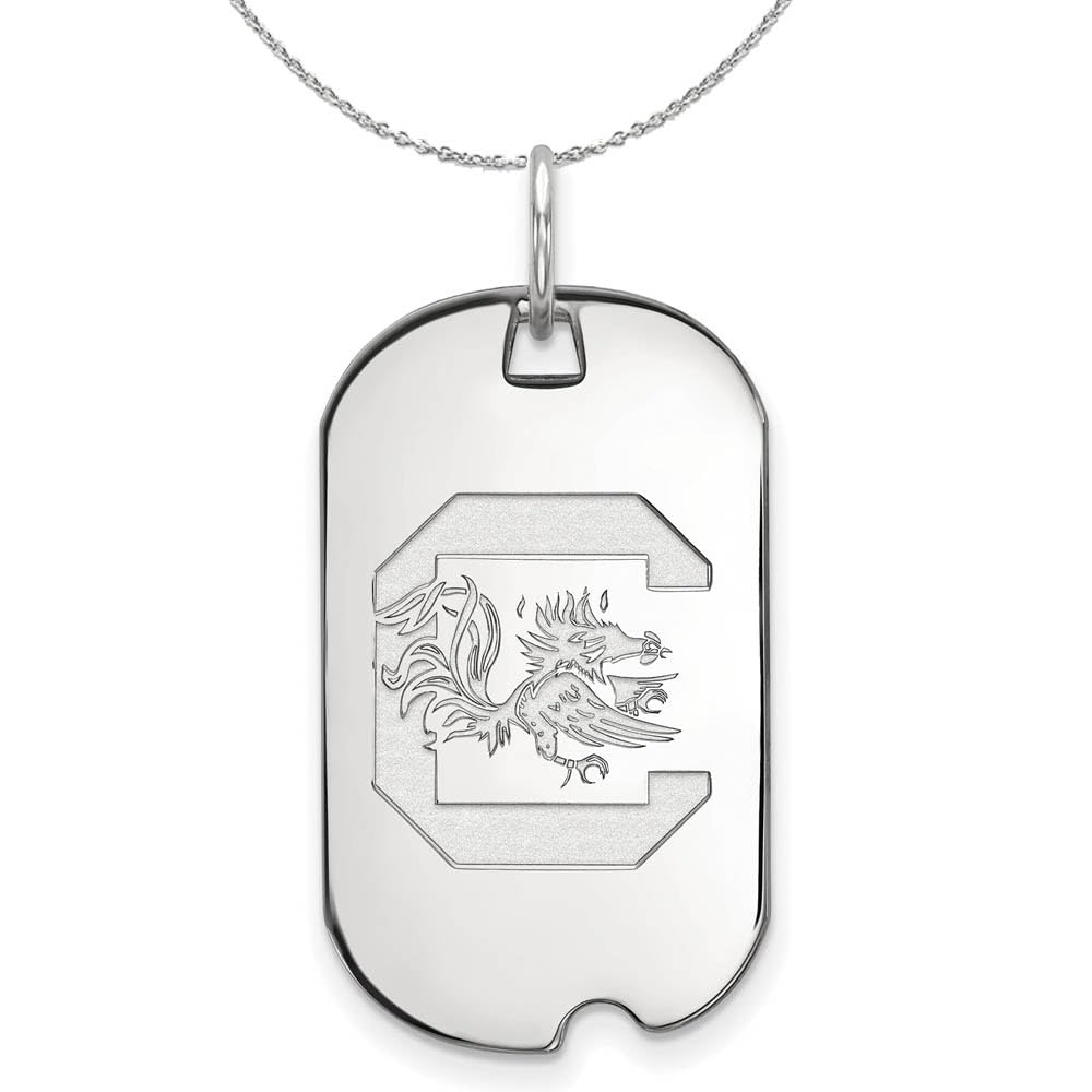 Black Bow Sterling Silver South Carolina Dog Tag Pendant Necklace - Perfect for Military Appreciation, State Pride & Everyday Wear