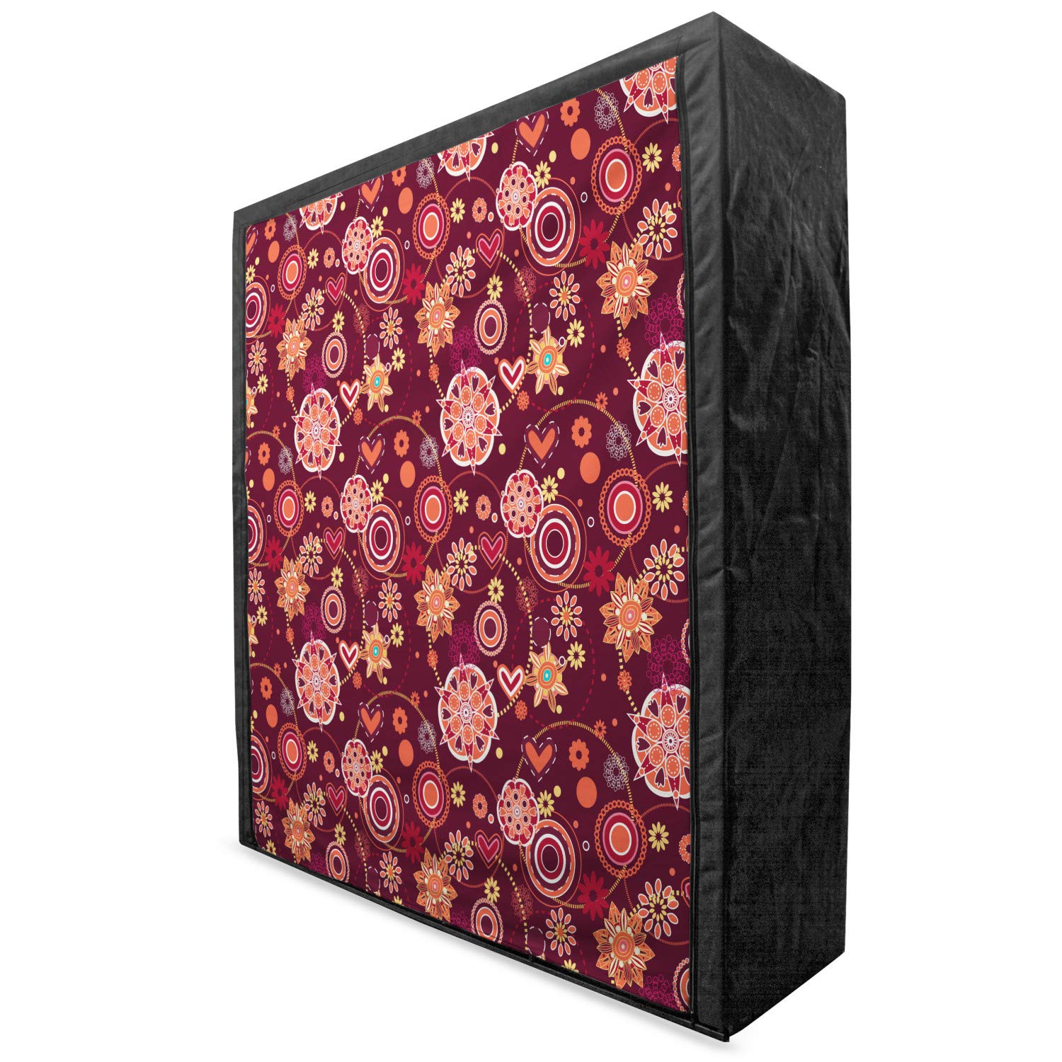 Ambesonne Floral Portable Fabric Wardrobe - Vintage Foliage Pattern with Spring Flowers & Circles - 59