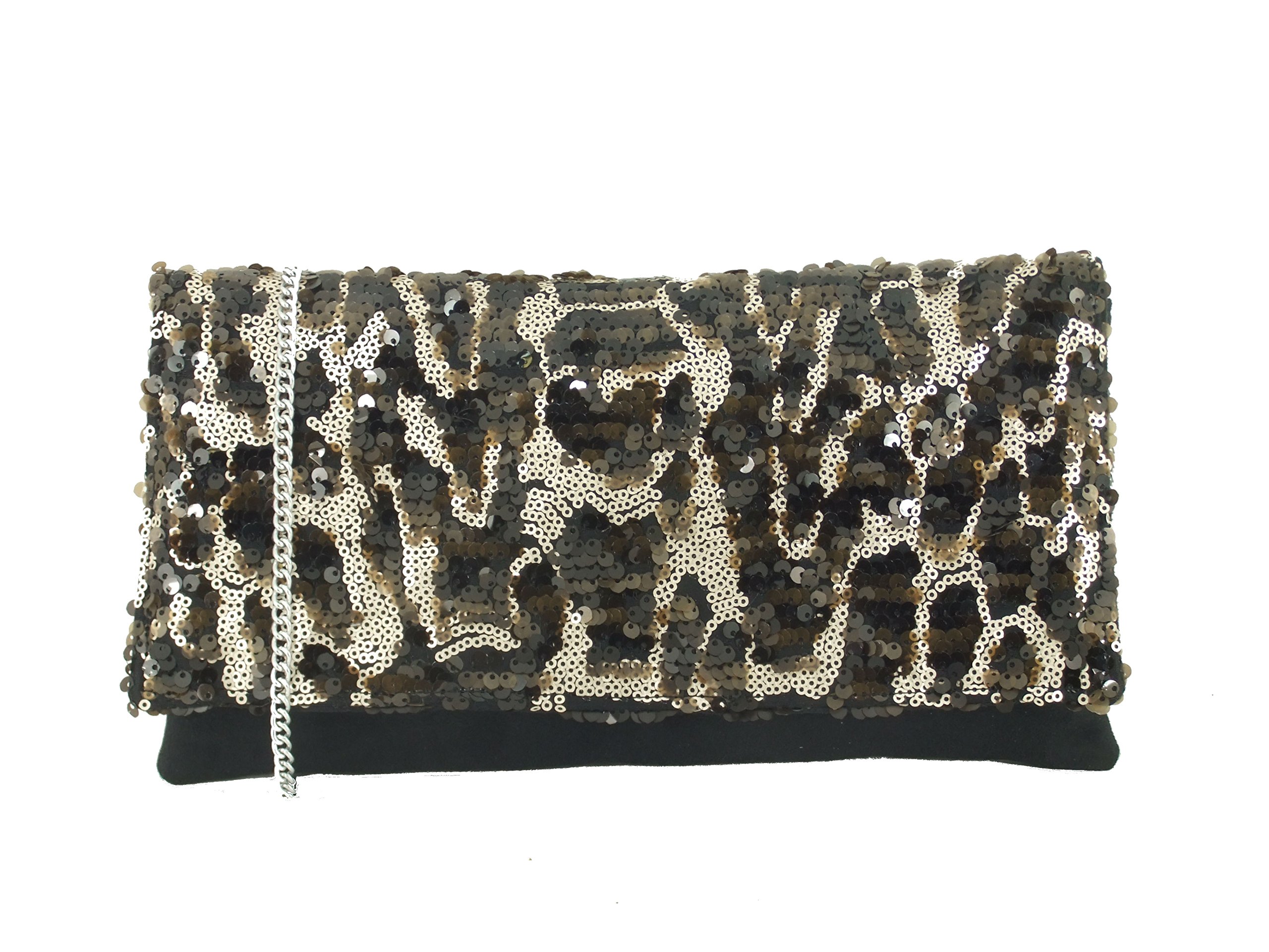 LONI Women's Glitter Sequin Evening Clutch Bag - Elegant Party Purse for Weddings, Prom & Special Occasions