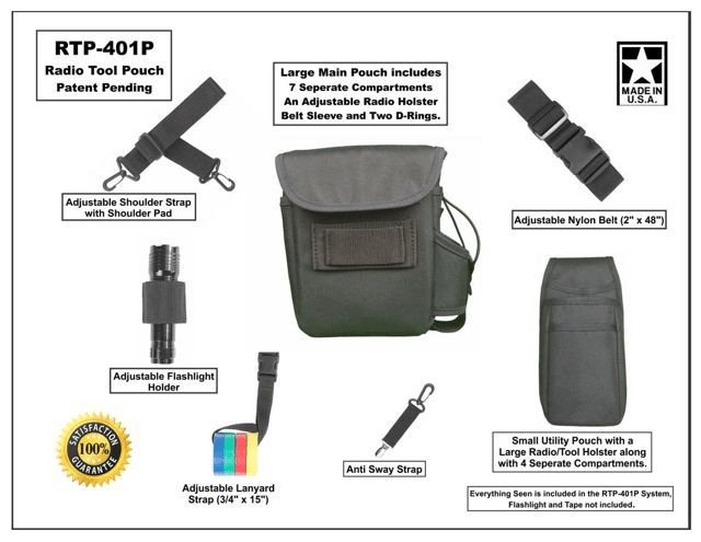 RTP 401P Professional Two-Way Radio Tool Pouch - Durable Nylon Belt Holder for Walkie Talkie & Accessories - Perfect for Construction, Security & Outdoor Work