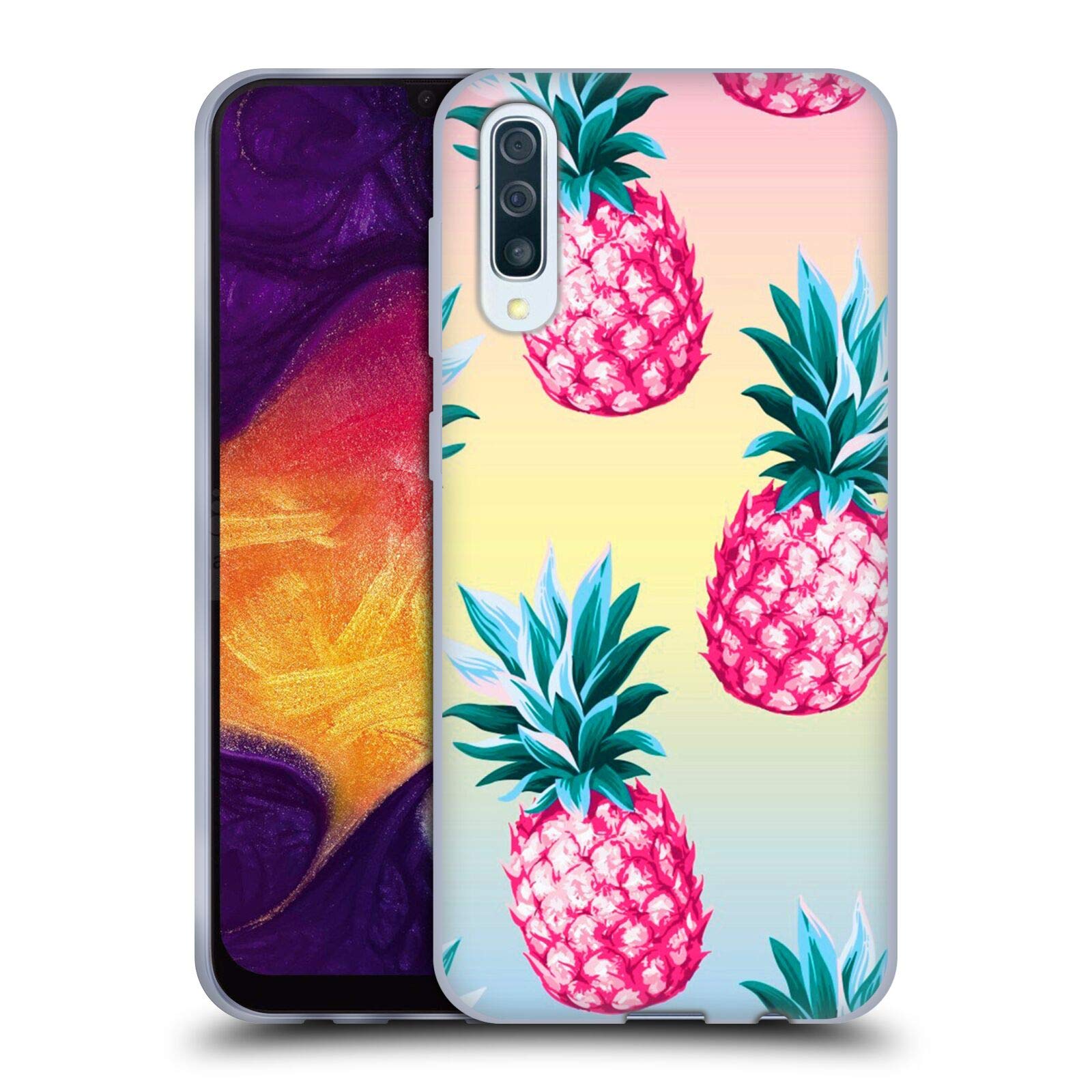Head Case Designs Officially Licensed Haroulita Pink Pineapples Fruits Soft Gel Case for Samsung Galaxy A50/A30s (2019) - Perfect for Daily Use, Travel & Protection