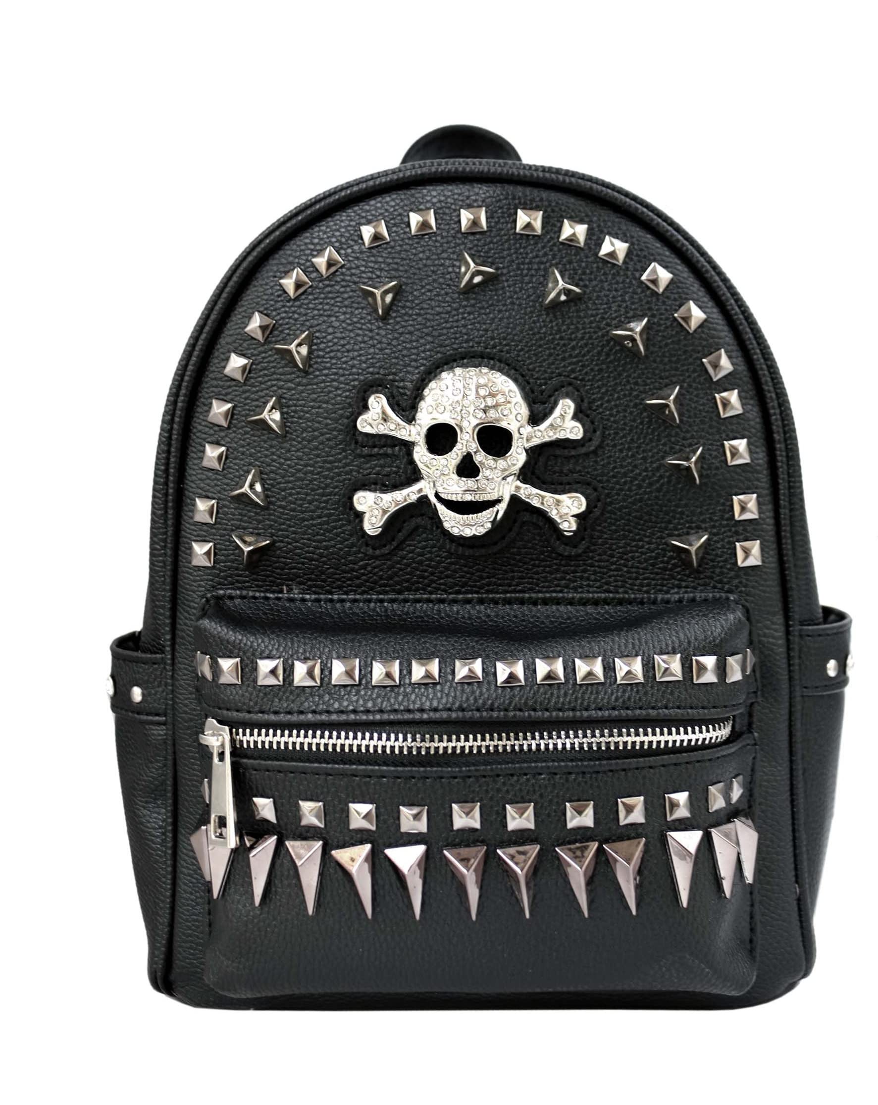 Texas West Metal Skull Concealed Carry Backpack for Women - Travel, Biker & Motorcycle Purse in Black (G46SK4) - Perfect for Outdoor Adventures, Commuting & Everyday Use