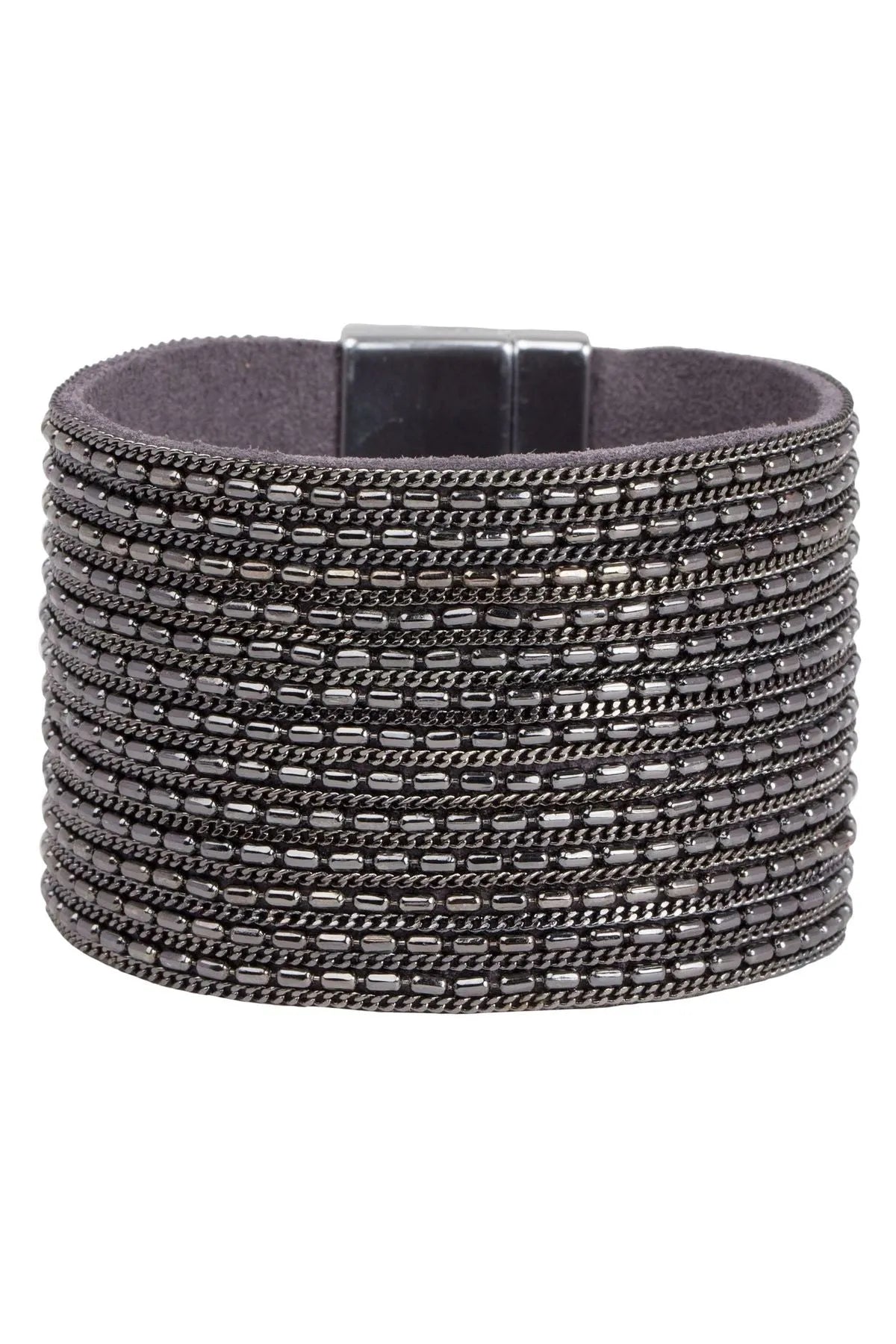 Rock n Roll Bracelet for Women & Men - Stylish Leather & Metal Biker Cuff - Perfect for Concerts, Parties & Everyday Wear