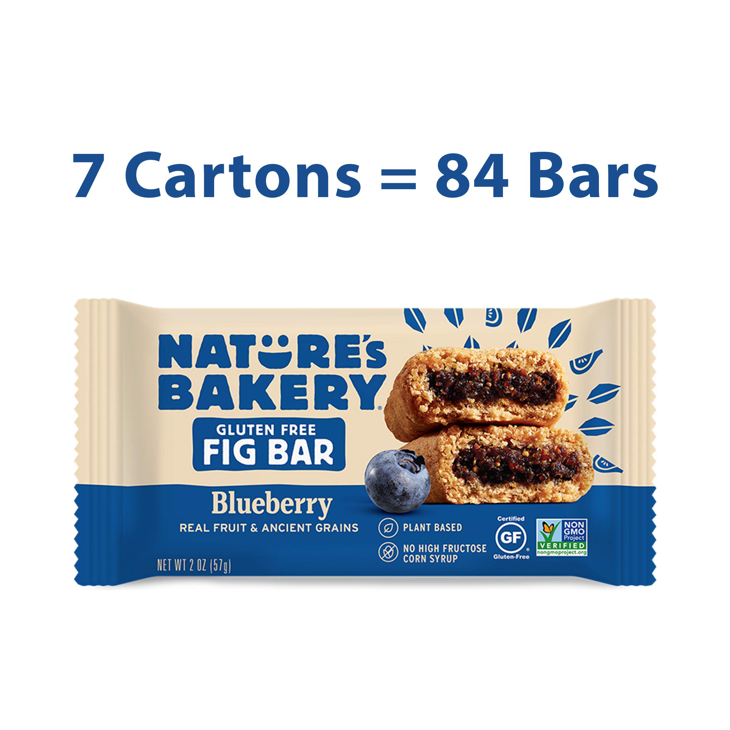 Nature's Bakery Gluten Free Fig Bars - Blueberry Flavor, Vegan & Non-GMO Snack Bars with Real Fruit, Pack of 7 (12 Count Each) | Healthy On-the-Go Snacks for Work, School & Outdoor Activities