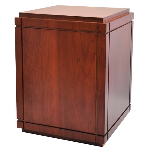 Cherry Finish Grooved Vertical Wood Urn for Ashes - Handcrafted Plain Design - Perfect for Memorials, Home Display & Funeral Services