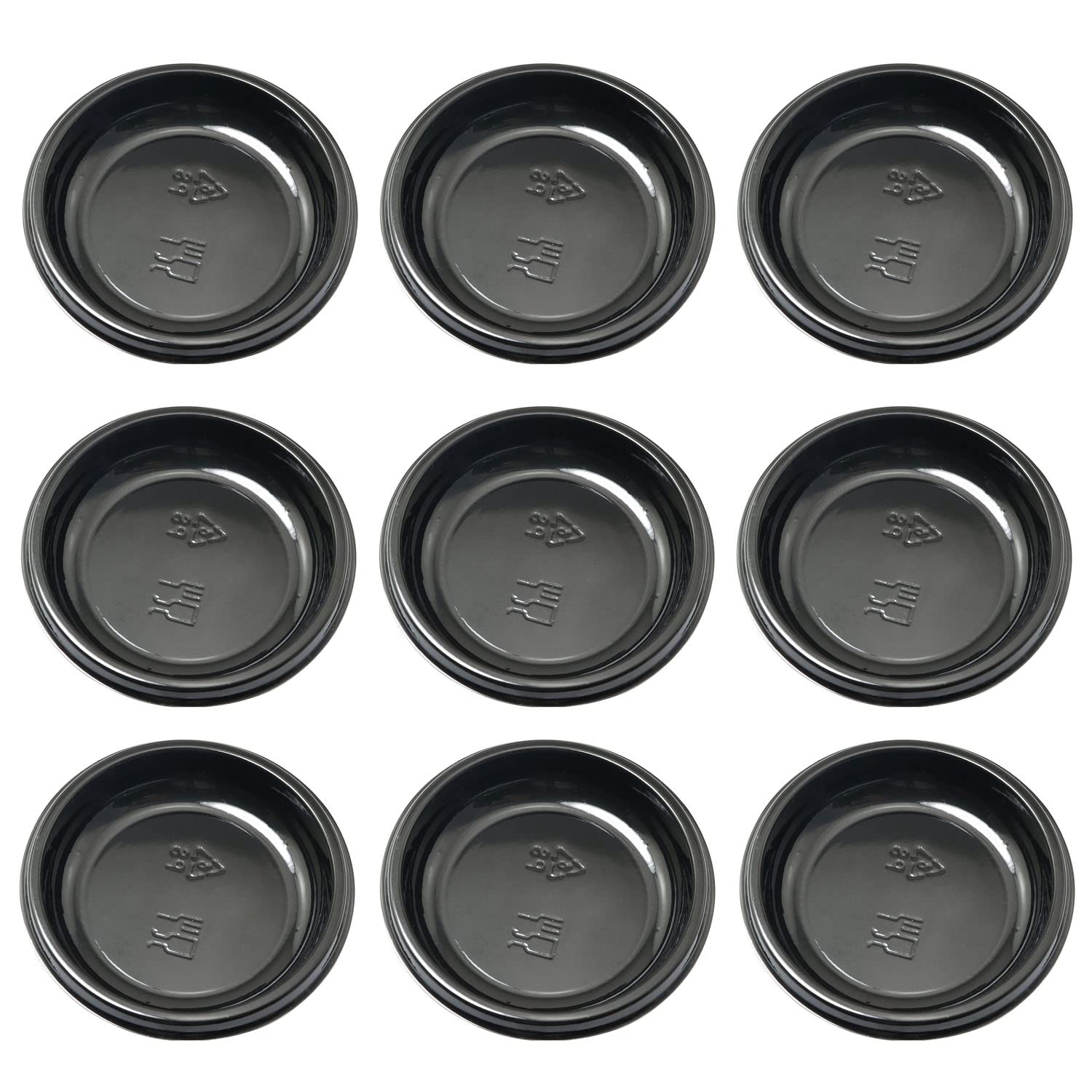 30-Pack Black Round Plastic Disposable Sauce Dishes - Small Dipping Bowls for Soy Sauce, Condiments, Soup & Seasoning - Perfect for Home, Restaurants, Parties & Catering Events