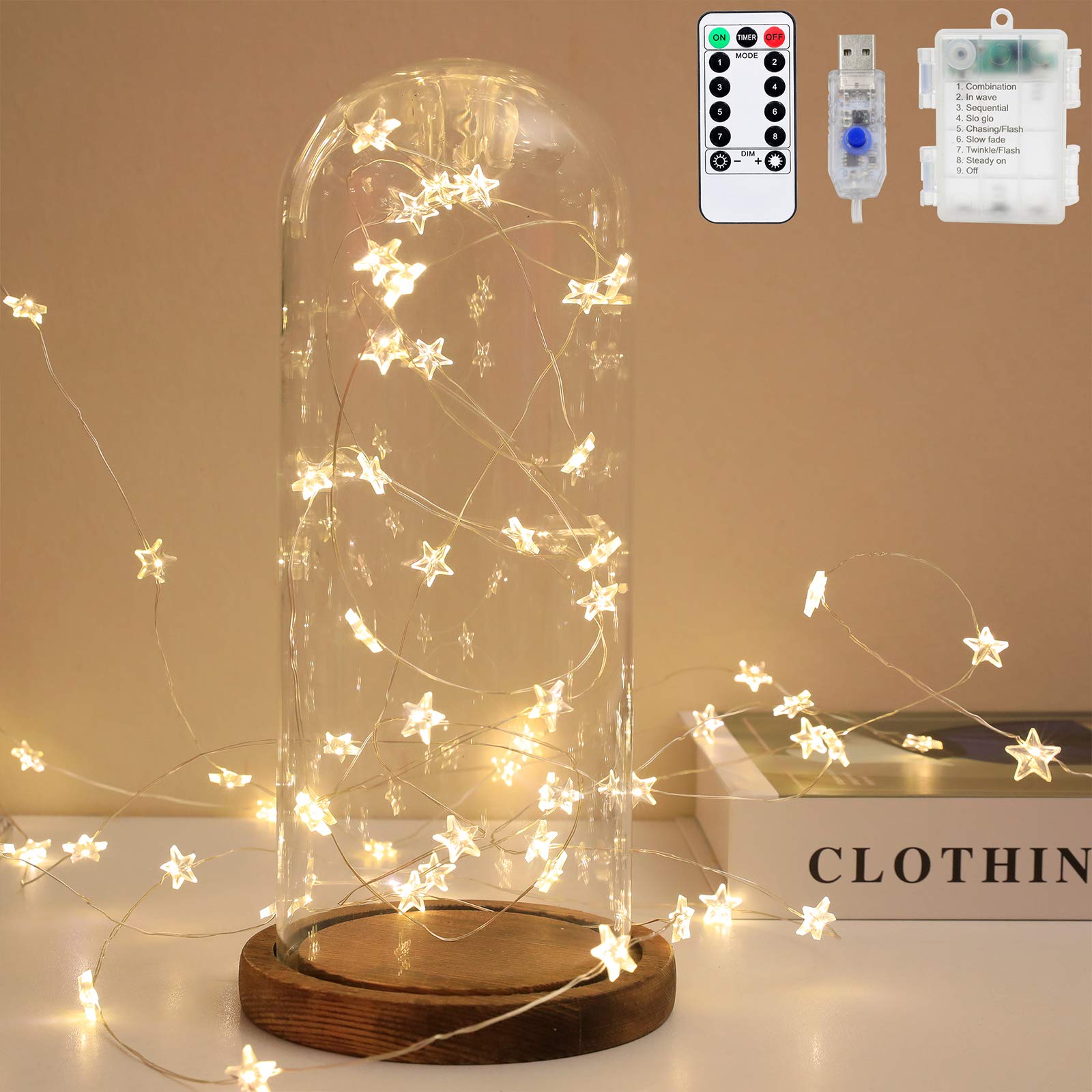 Twinkle Star 40 LED Fairy String Lights - 13ft Waterproof USB & Battery Operated Outdoor/Indoor Lights with Remote Control for Garden, Spring Decor, Bedroom, Party & Festival Decoration | Perfect for Weddings, Christmas, Patio & Backyard Lighting