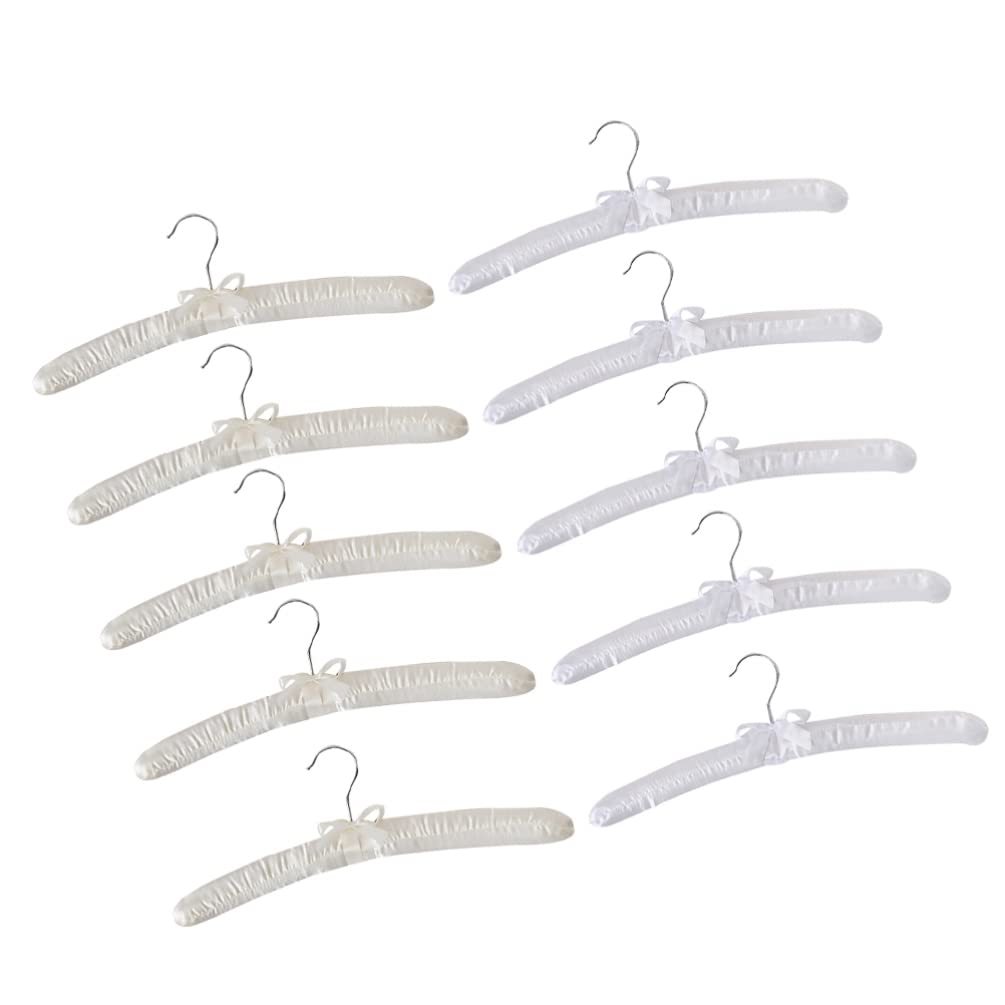 10 Pack Padded Non-Slip Satin Clothes Hangers - No Bump Design for Dresses, Skirts, Suits & Wedding Gowns - Space Saving Hangers for Home, Shop & Closet Organization - Perfect for Delicate Garments & Wardrobe Storage