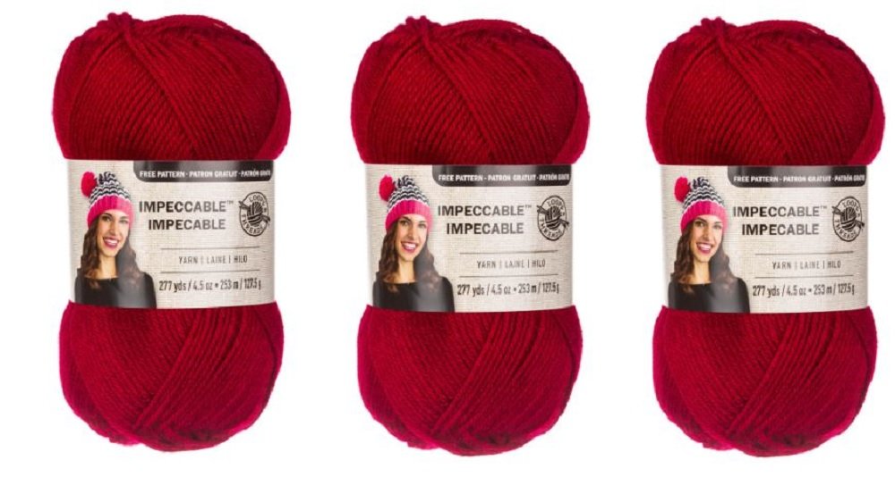 Loops & Threads Impeccable Yarn 4.5 oz Claret (3-Pack) - Premium Soft Knitting & Crochet Yarn for Scarves, Blankets & DIY Crafts