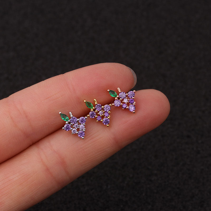 20G Grape Fruits Cartilage Dangle Stud Earrings for Women | Trendy Boho Hoop Earrings for Cartilage Piercing | Perfect for Parties, Dating & Everyday Wear | HSPJ206