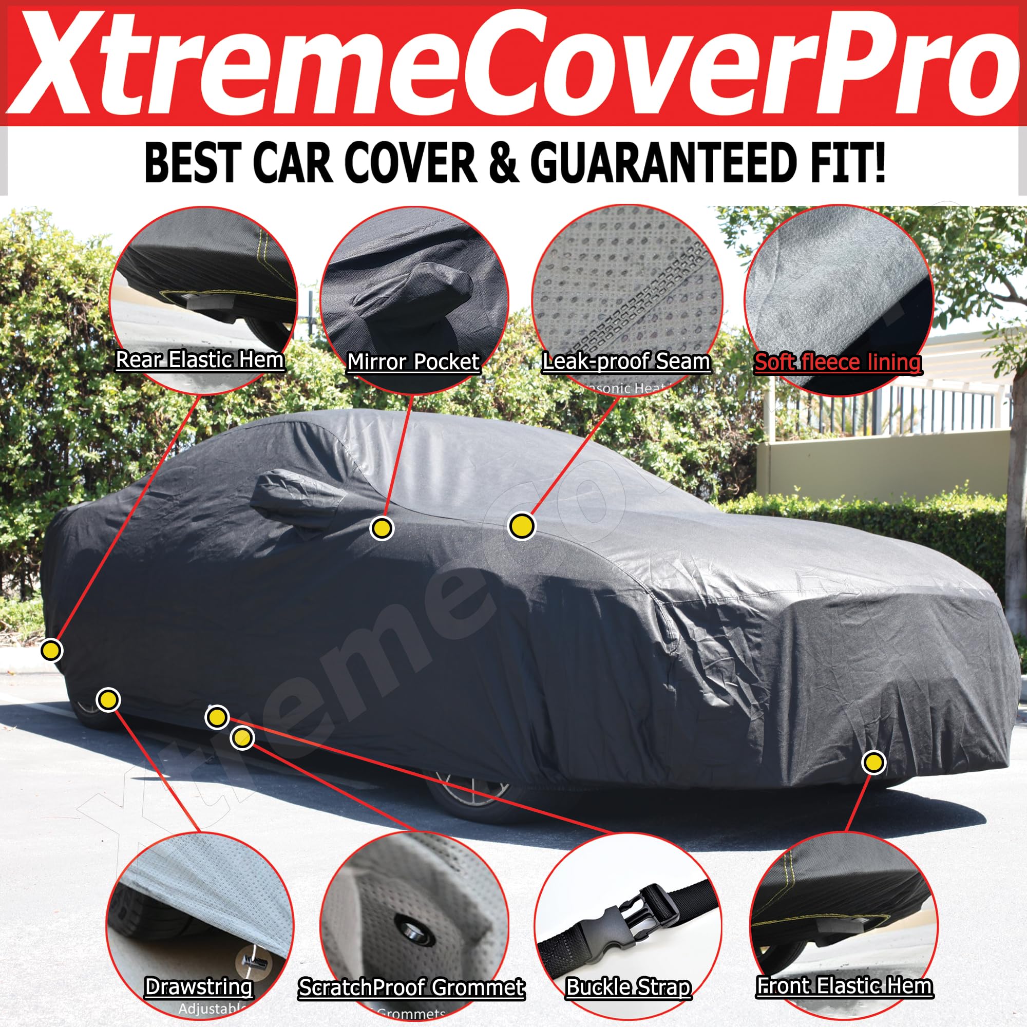 Premium Custom Fit Car Cover for Ford Mustang (2015-2023) - XTREMECOVERPRO Platinum Series Waterproof Dustproof UV Protection - Perfect for Outdoor Parking, Garage Storage & Travel Protection