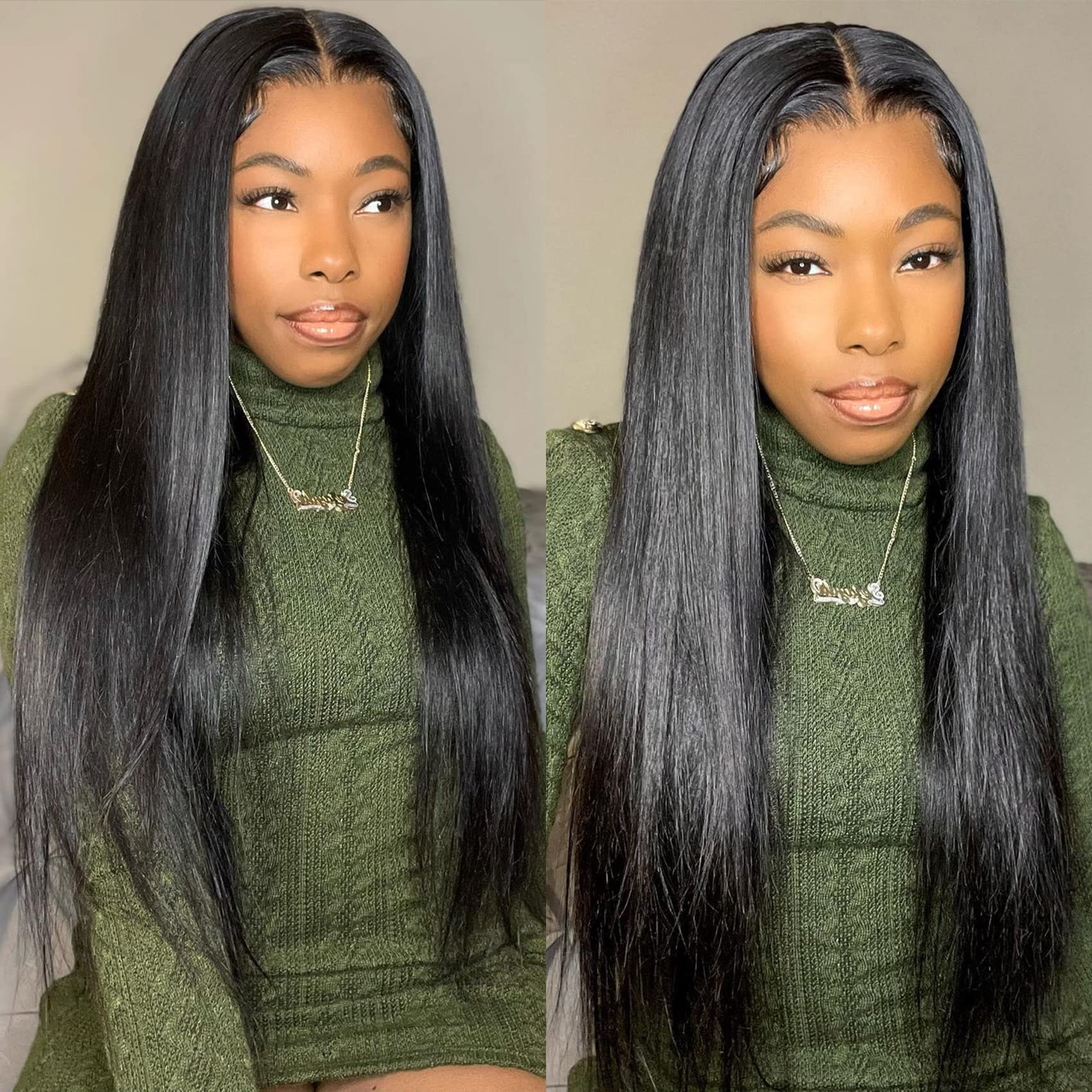 26Inch Straight Glueless Human Hair Wigs with 4X6 HD Lace Front - Pre Cut, Pre Plucked, Invisible & Comfortable for Women - Perfect for Daily Wear, Cosplay, and Quick Styling - OQ Hair Beginner Friendly Wig