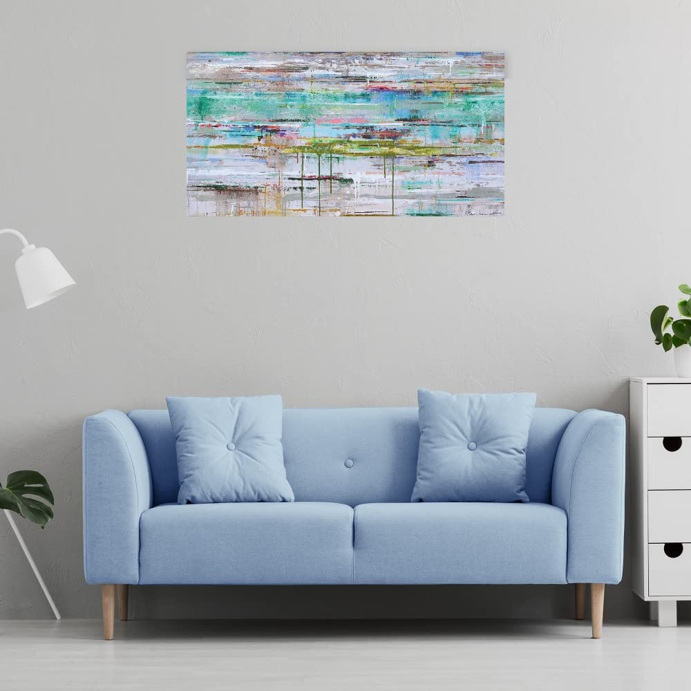 Ingeborg Herckenrath Miami Reflection Fine Art Canvas Wall Decor - 50x26 Inches - Ready to Hang for Living Room, Bedroom, Office & More - Modern Abstract Painting for Home & Commercial Spaces