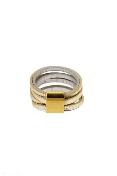 Elegant Two-Tone Metallic Ring for Women - Gold & Silver Stackable Band Jewelry - Perfect for Everyday Wear, Gift Giving & Special Occasions