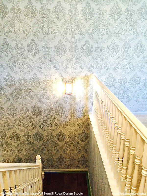 Majestic Medina Damask Wall Stencil - Reusable DIY Painting Template for Home Decor, Bedroom, Living Room, Accent Walls - Perfect for Wall Art, Murals, and Interior Design Projects