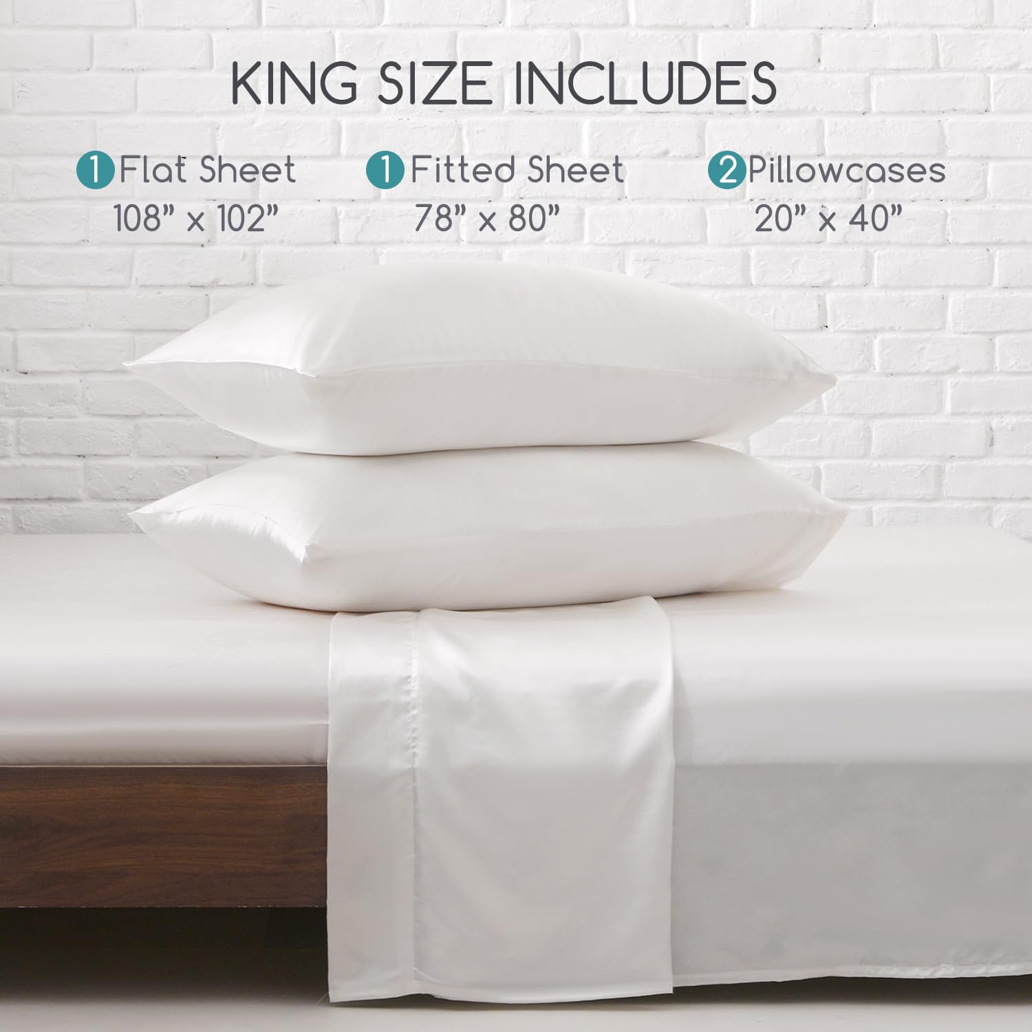 Luxury Satin Bed Sheets Set - King Size 4-Piece Silky Soft Bedding with 15