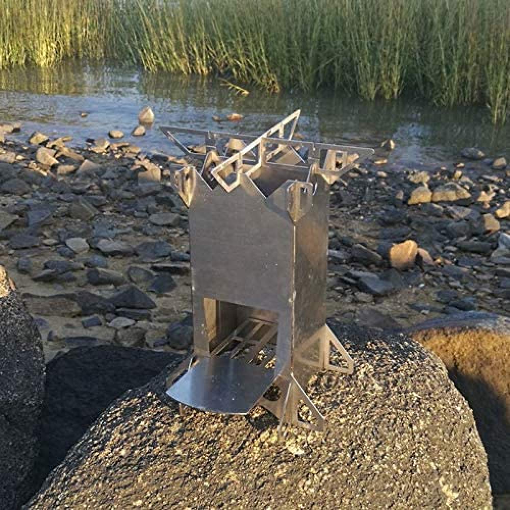 Portable Stainless Steel Wood Burning Camping Stove - Collapsible Outdoor Tent Stove for Backpacking, Hiking & Survival Cooking | Perfect for Campfires, Picnics & Emergency Preparedness