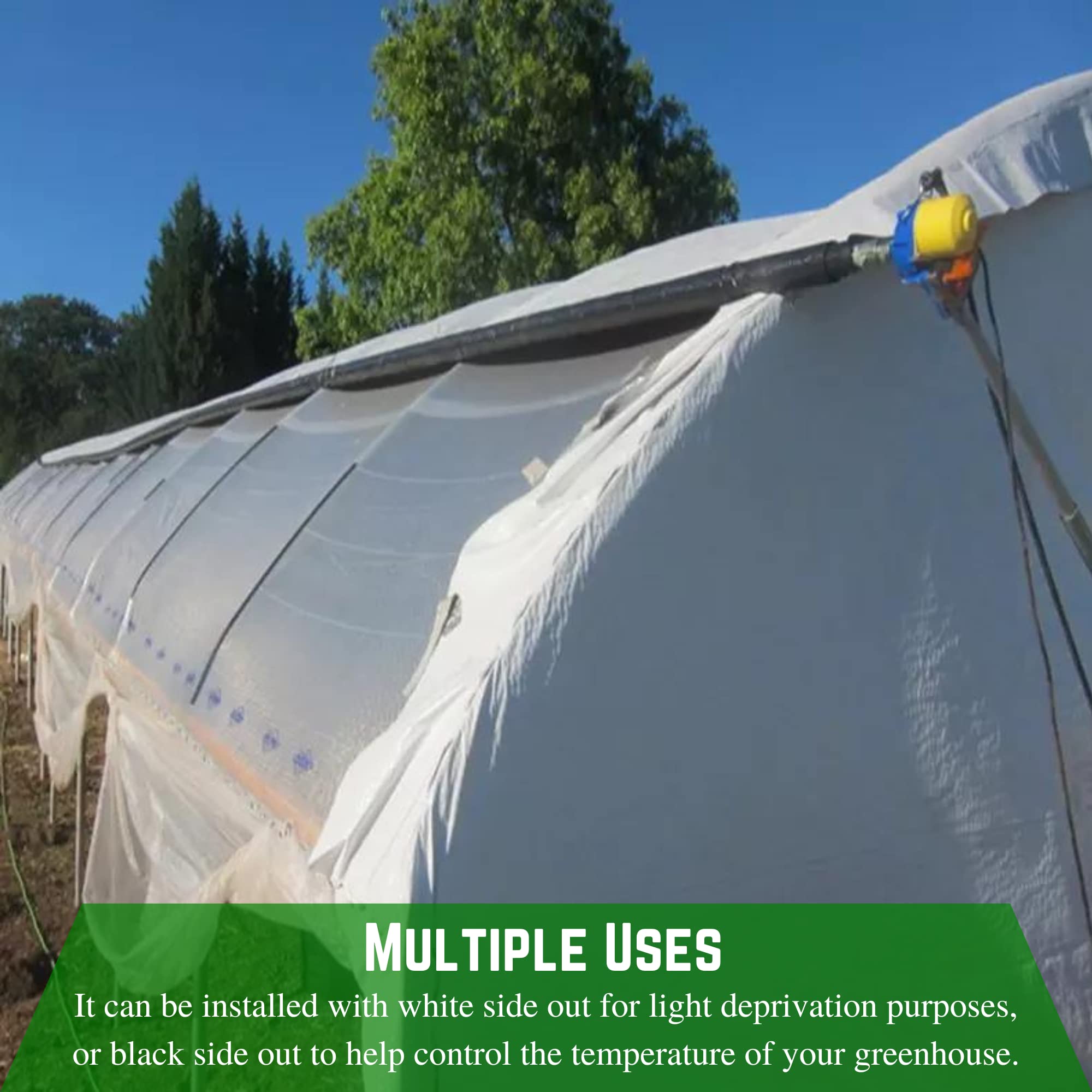 Premium 6 mil Panda Film Greenhouse Cover - 16' x 50' Black/White Light Deprivation Tarp - 100% Blackout Poly Sheeting for Indoor Growing, Hydroponics & Plant Protection