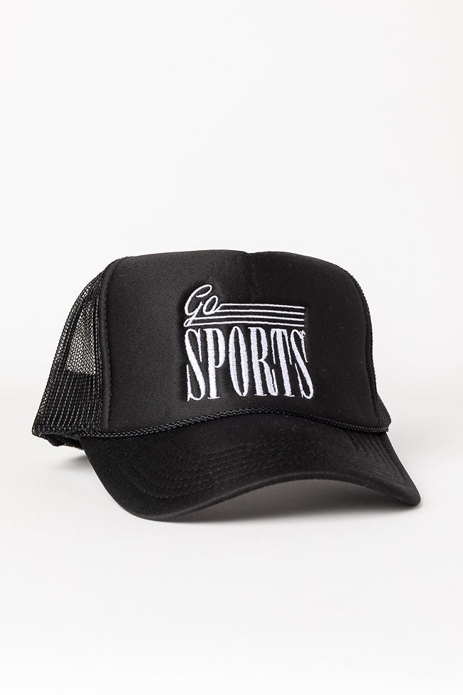 Go Sports Black Trucker Hat - Adjustable Snapback Cap for Men & Women - Perfect for Outdoor Activities, Sports, and Casual Wear
