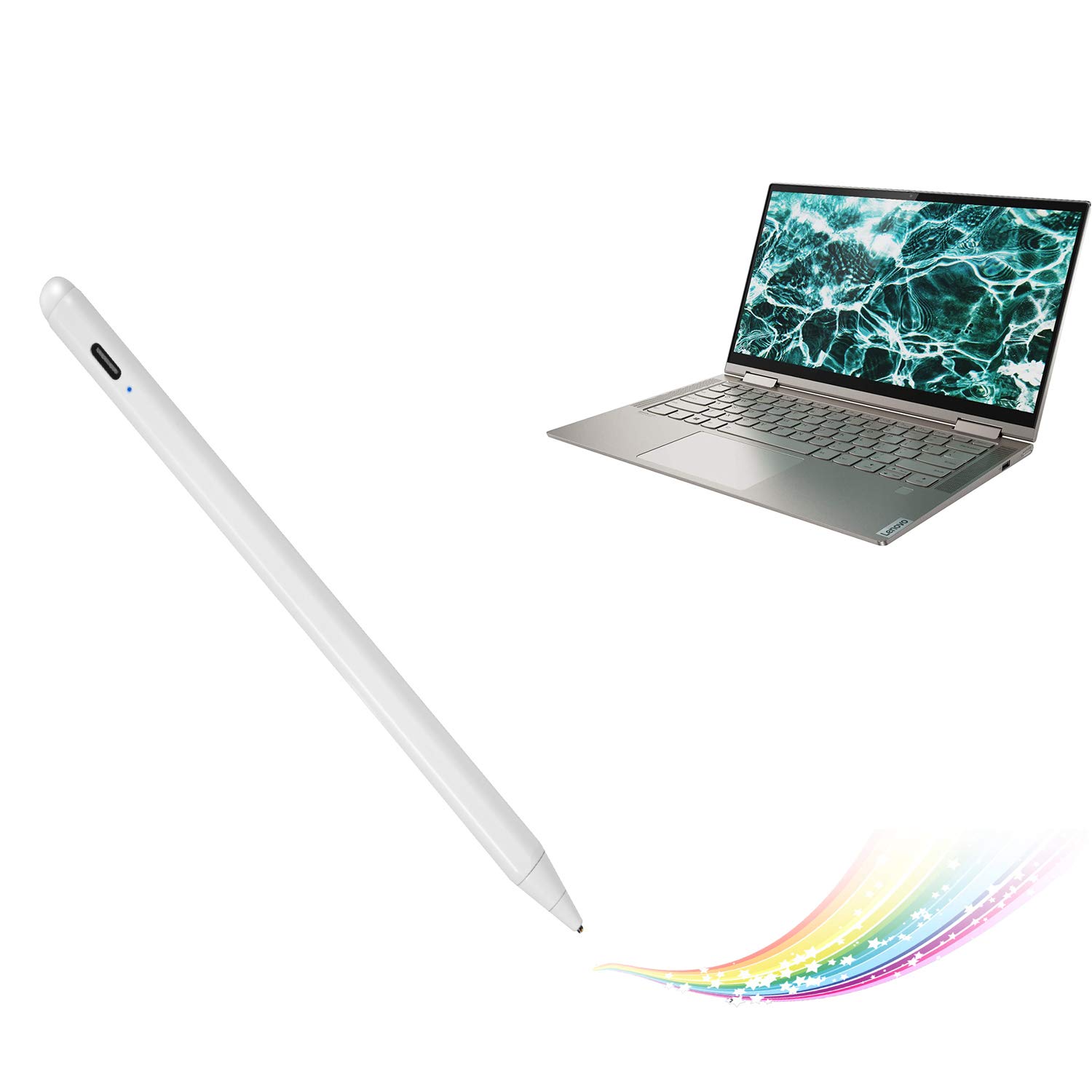 Lenovo Yoga 7i/9i Stylus Pen - Rechargeable Active Stylus for 2-in-1 Laptops | Precision Digital Pencil for Sketching, Note-Taking & Drawing | Type-C Charging | White | Perfect for Students, Artists & Professionals