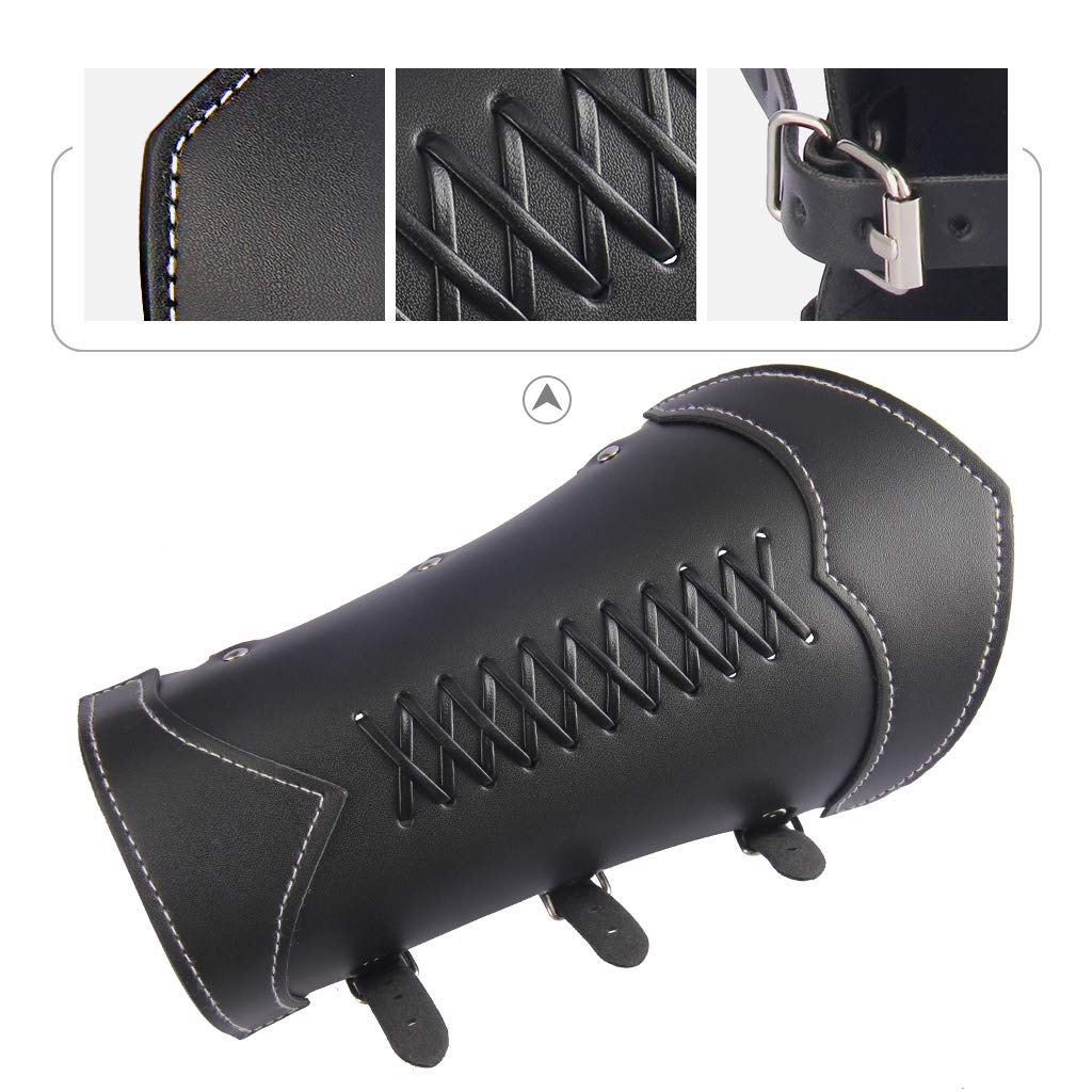 JAOYU Medieval Leather Bracer Set - 2PCS Viking Armor Vambrace Wrist Guards for LARP, Cosplay & Renaissance Fairs - Durable Leather Gauntlets for Role Playing, Historical Reenactment & Costume Accessories