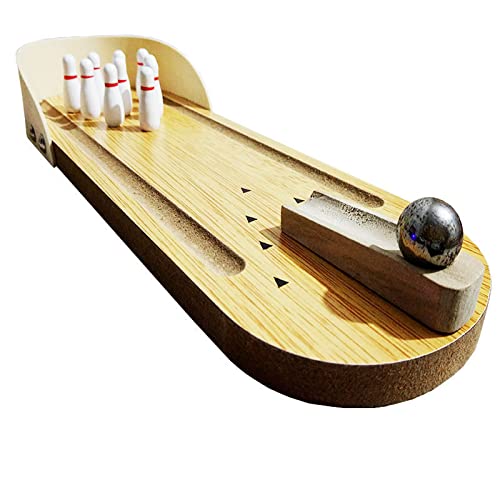 Mini Wooden Tabletop Bowling Game Set - Fun Desk Bowling Alley for Office Stress Relief & Coworker Gifts | Perfect for Office Parties, Team Building & Home Entertainment