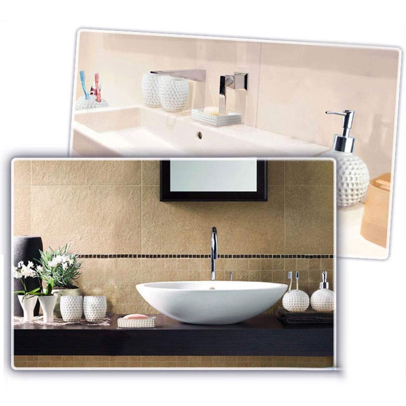 4-Piece Ceramic Bathroom Accessory Set - Soap Dispenser, Toothbrush Holder, Soap Dish & Tumbler Cup - Orange - Complete Bathroom Decor for Modern Homes, Apartments & Guest Bathrooms