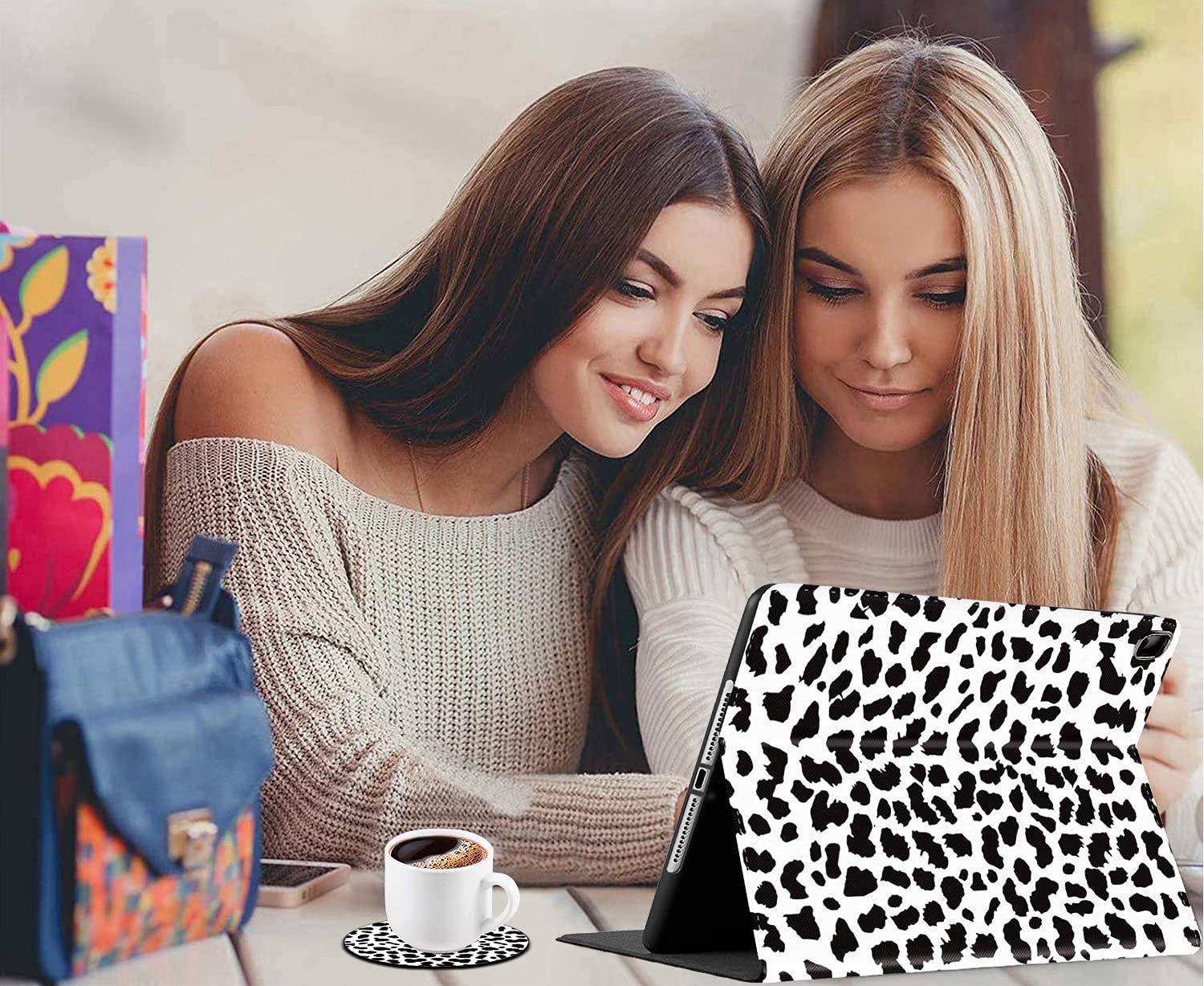 Shockproof iPad Case for iPad 10.2 (8th/7th Gen 2020/2019) & iPad Air 10.5 (2019) & iPad Pro 10.5 - Durable Protective Cover with Cute Polka Dot Print & Bonus Coasters Set - Perfect for Home, Office, and Travel Use
