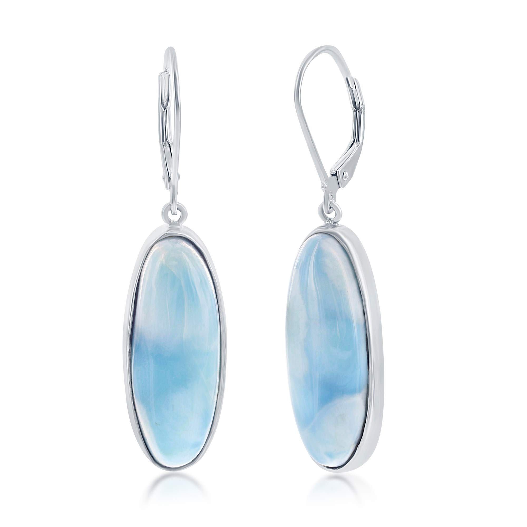 Sterling Silver Larimar Dangle Earrings for Women | Natural Blue Larimar Jewelry | Hypoallergenic Handmade Earrings | Perfect for Weddings, Parties & Special Occasions