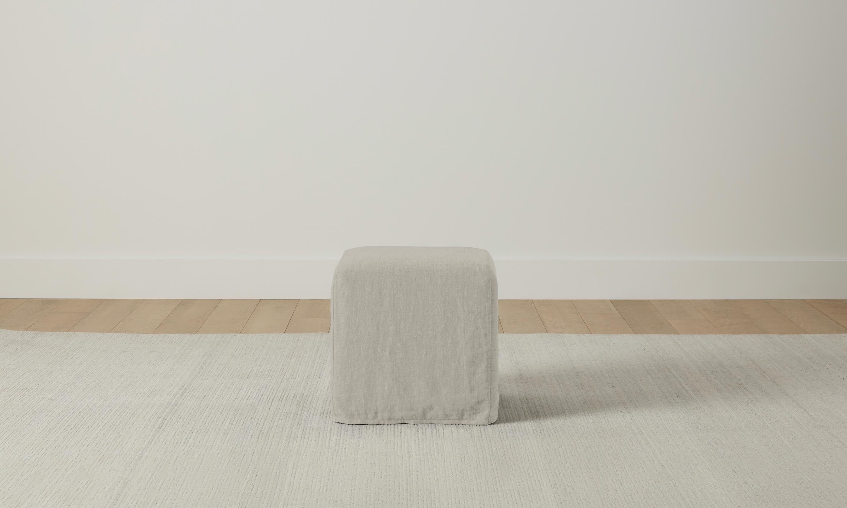 Franklin Ottoman with Performance Linen Weave in Beige - Stylish and Durable Footrest for Living Room, Bedroom, or Office