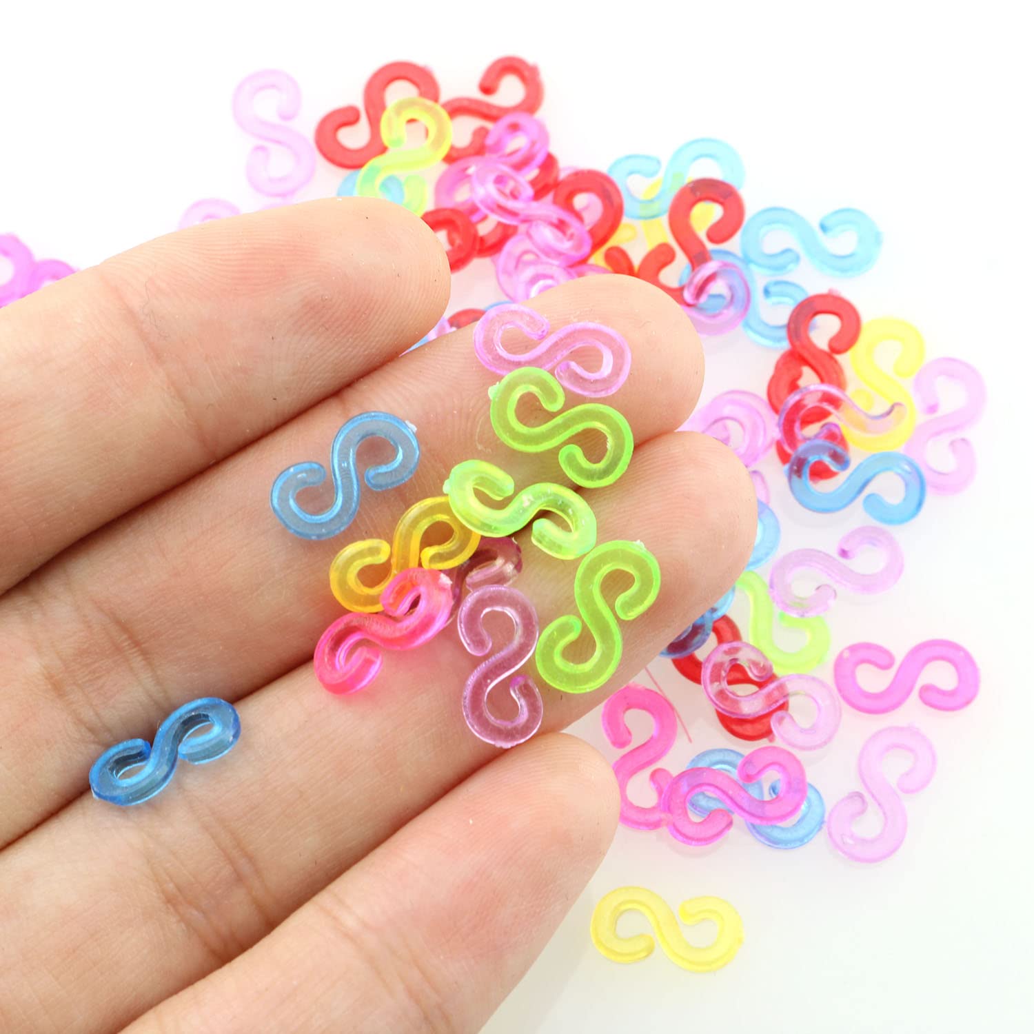 TAODAN 200Pcs Clear Plastic S Clips for DIY Bracelet Making - Loom Bands Rubber Band Clips Kit for Kids Crafts, Jewelry Making & Rainbow Loom Projects