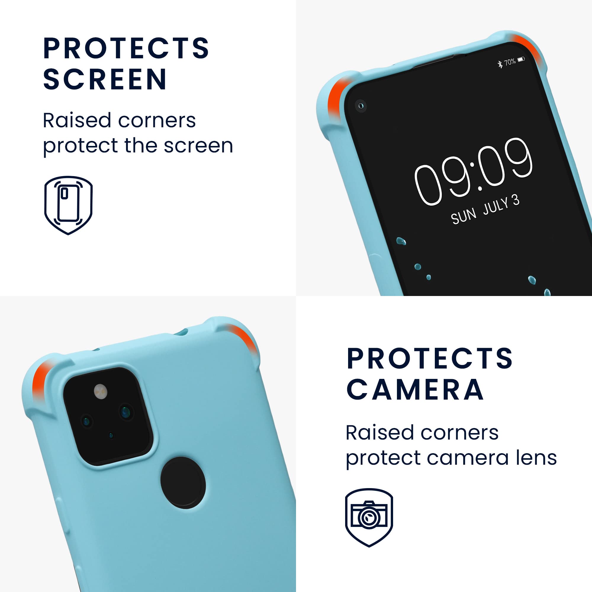 kwmobile Google Pixel 5a 5G Crossbody Case - Light Blue TPU Cover with Strap for Daily Use