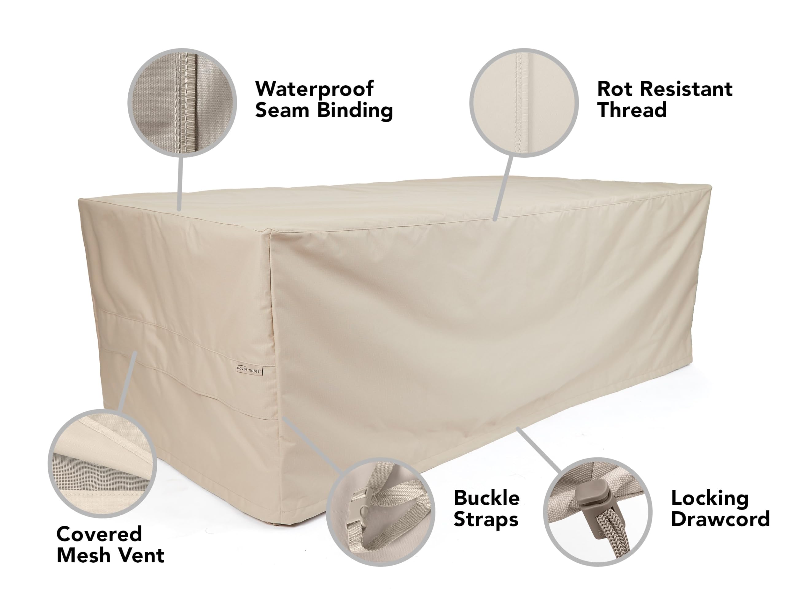Heavy-Duty Rectangular Dining Table Cover 96x42 Inches - Waterproof Polyester Outdoor Tablecloth with Drawcord Hem, UV & Weather Resistant Patio Furniture Protector - Perfect for Backyard BBQs, Pool Parties & All-Season Outdoor Dining (Grey)