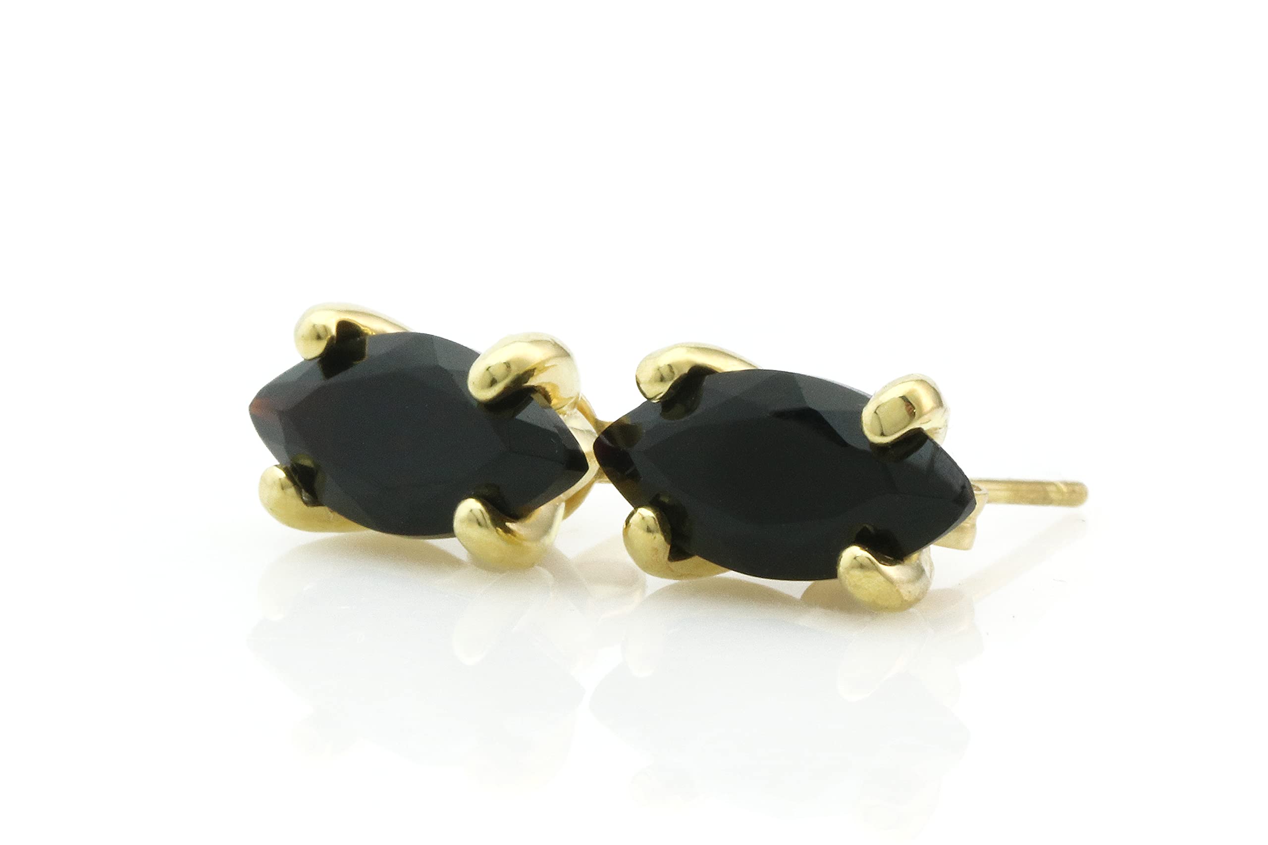 Black Onyx Stud Earrings for Women - Gold Gemstone Jewelry for Everyday Wear