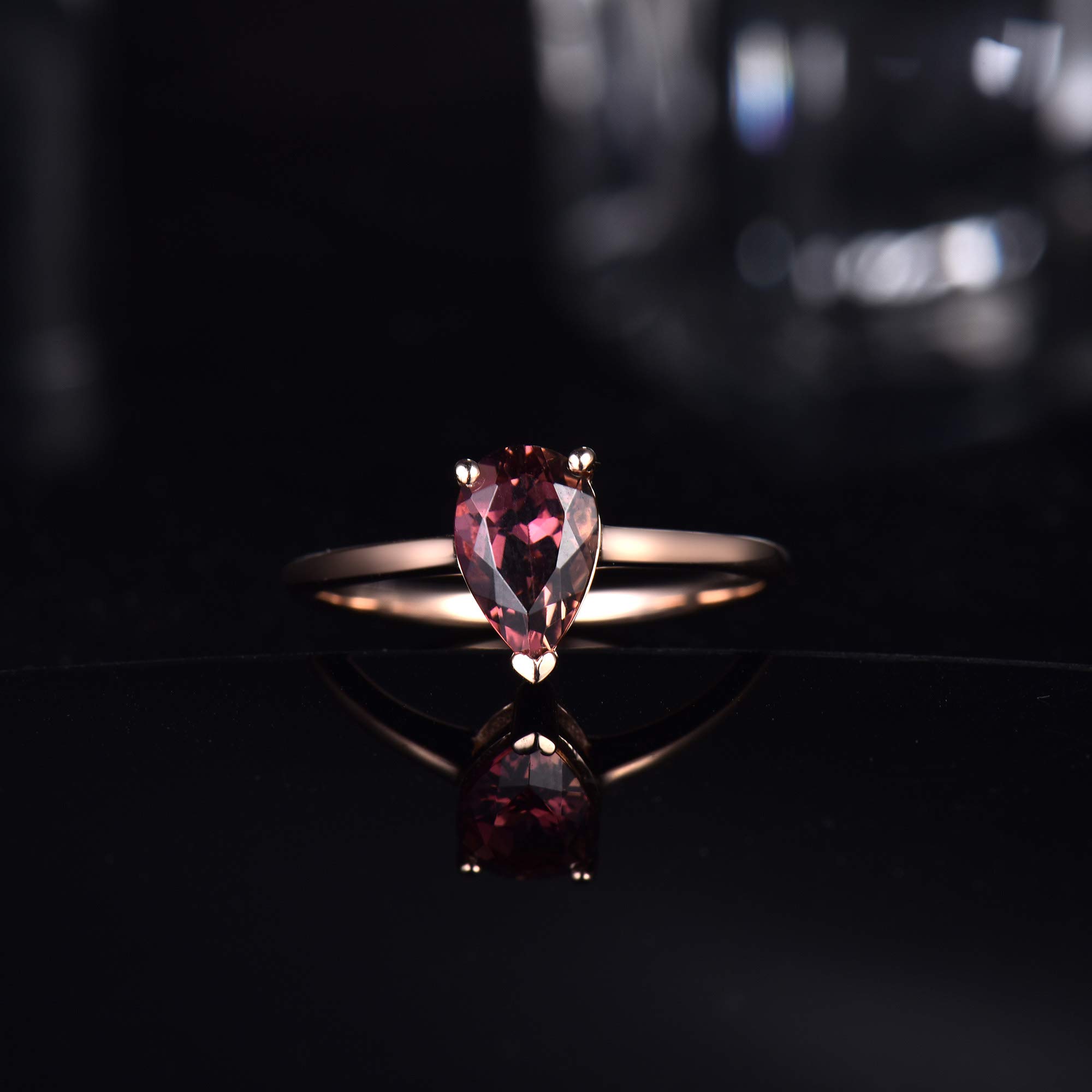 14K Rose Gold Vintage Ring with Natural Diamond & Pink Tourmaline - Elegant Women's Jewelry for Weddings, Anniversaries & Special Occasions