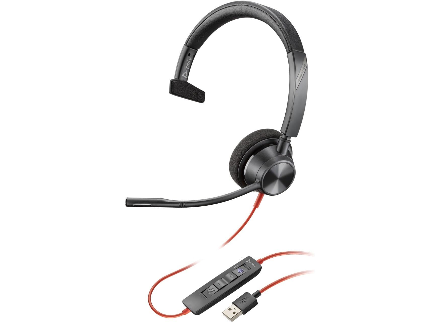 Poly Blackwire 3310 USB-A Mono Wired Headset with Boom Mic - PC/Mac Compatible - Works with Teams, Zoom & VoIP - Ideal for Call Centers & Remote Work