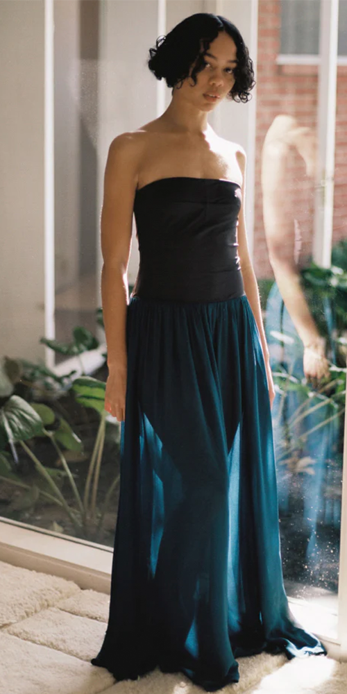 Giselle Flowy Chiffon & Stretchy Jersey Maxi Dress for Women | Elegant Summer Beach Wedding Party Wear | Perfect for Vacations, Date Nights & Special Occasions
