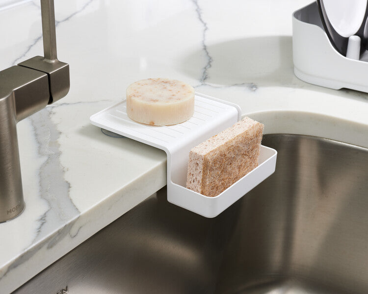 Double Suction Sink Caddy - Eco-Friendly Recycled Plastic Organizer for Kitchen, Bathroom & Vanity | Perfect for Sponge, Soap & Cleaning Supplies Storage