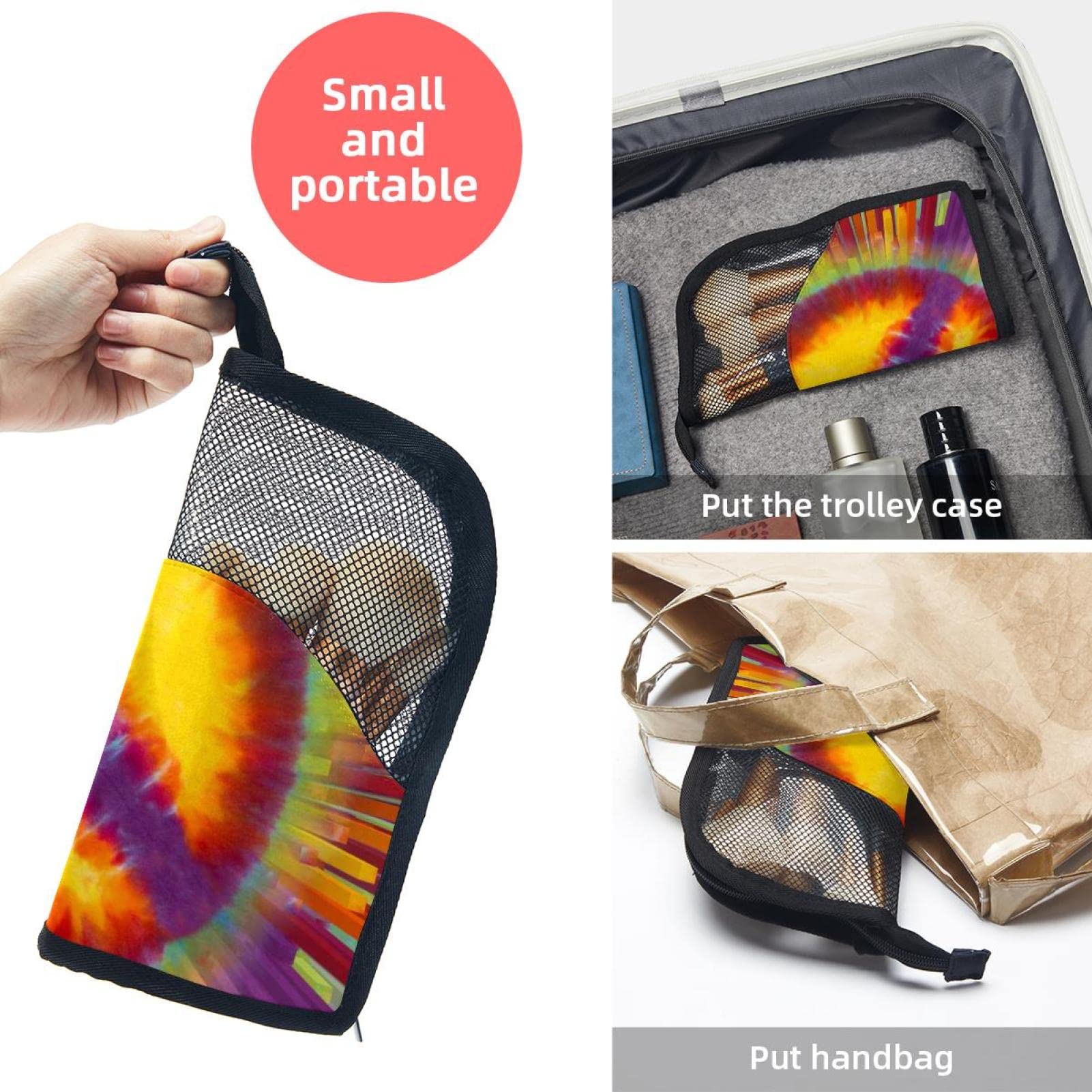 12-Piece Makeup Brush Organizer Set with Abstract Peace Logo Tie-Dye Design - Portable Cosmetic Brush Holder Bag for Travel & Home Storage