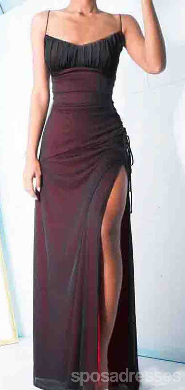 Elegant Black and Red Mermaid Prom Dress with Spaghetti Straps & High Slit - Affordable Long Formal Gown for Homecoming, Evening Parties & Special Occasions