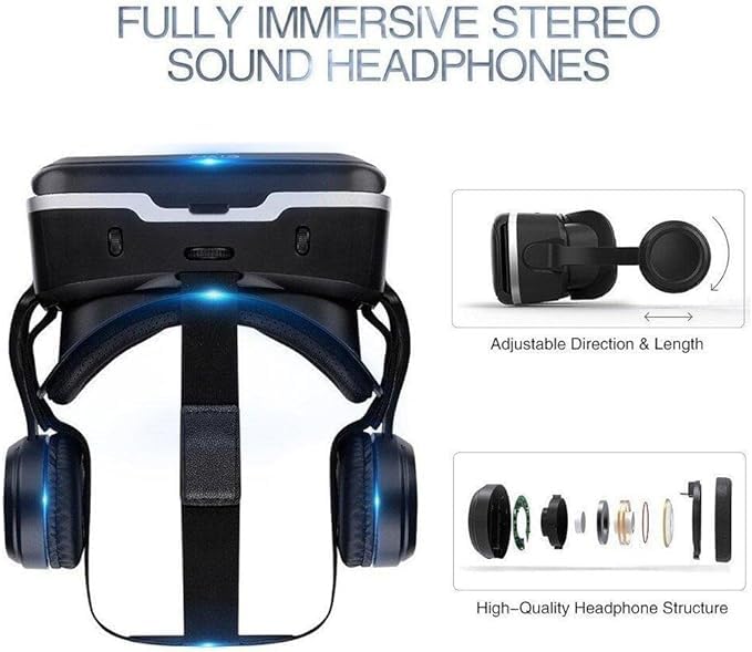 VRLEKAM 3D VR Glasses for Smartphones - Virtual Reality Headset for iPhone & Android (5.0-7.2 Inch) | PC Entertainment, Blue Light Blocking | Perfect for Gaming, Movies & VR Experiences
