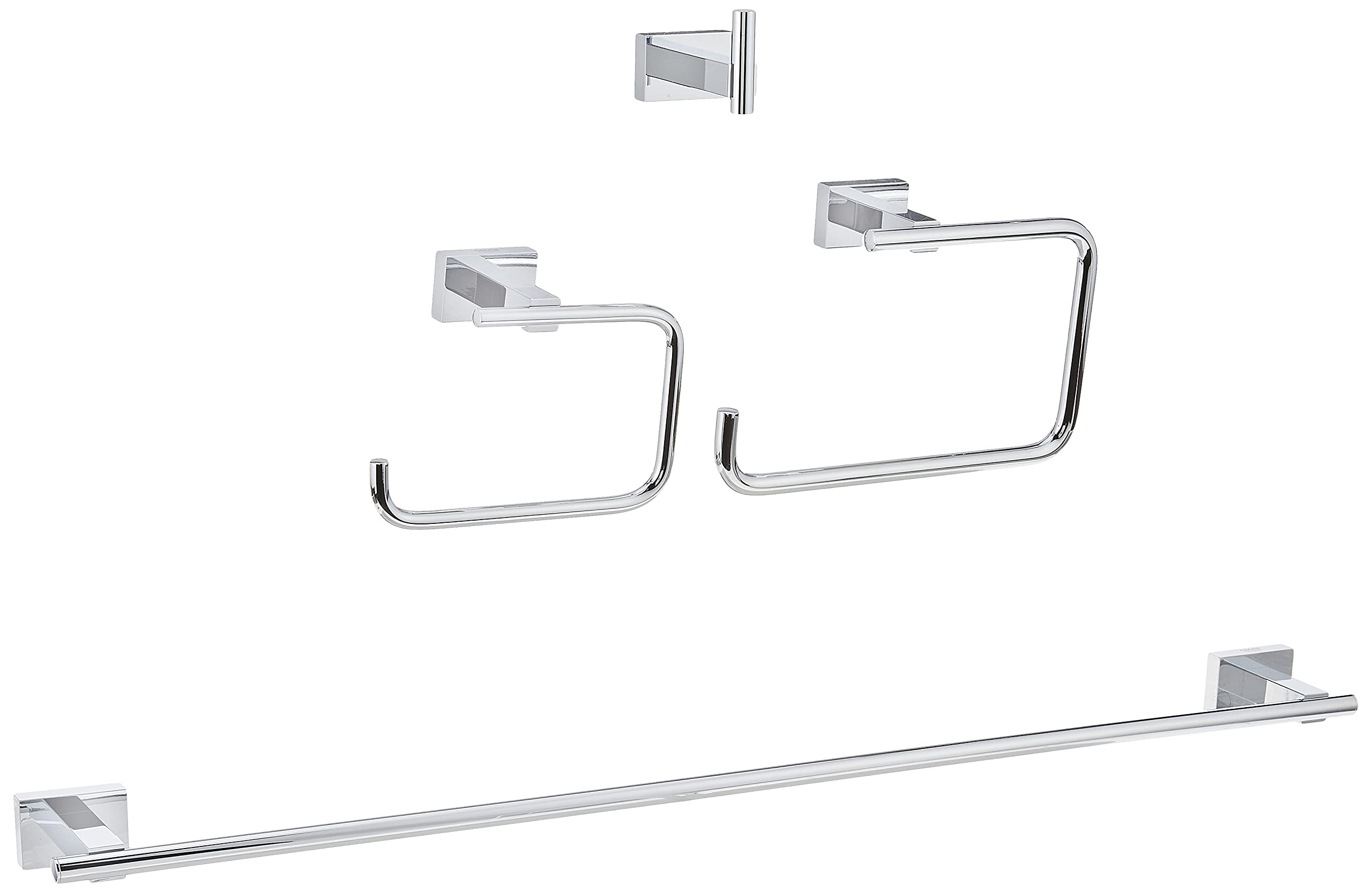 Growe 40778001 Essentials Cube 4-in-1 Master Bathroom Faucet Set in Starlight Chrome Finish - Perfect for Modern Bathroom Renovations and Luxury Home Upgrades